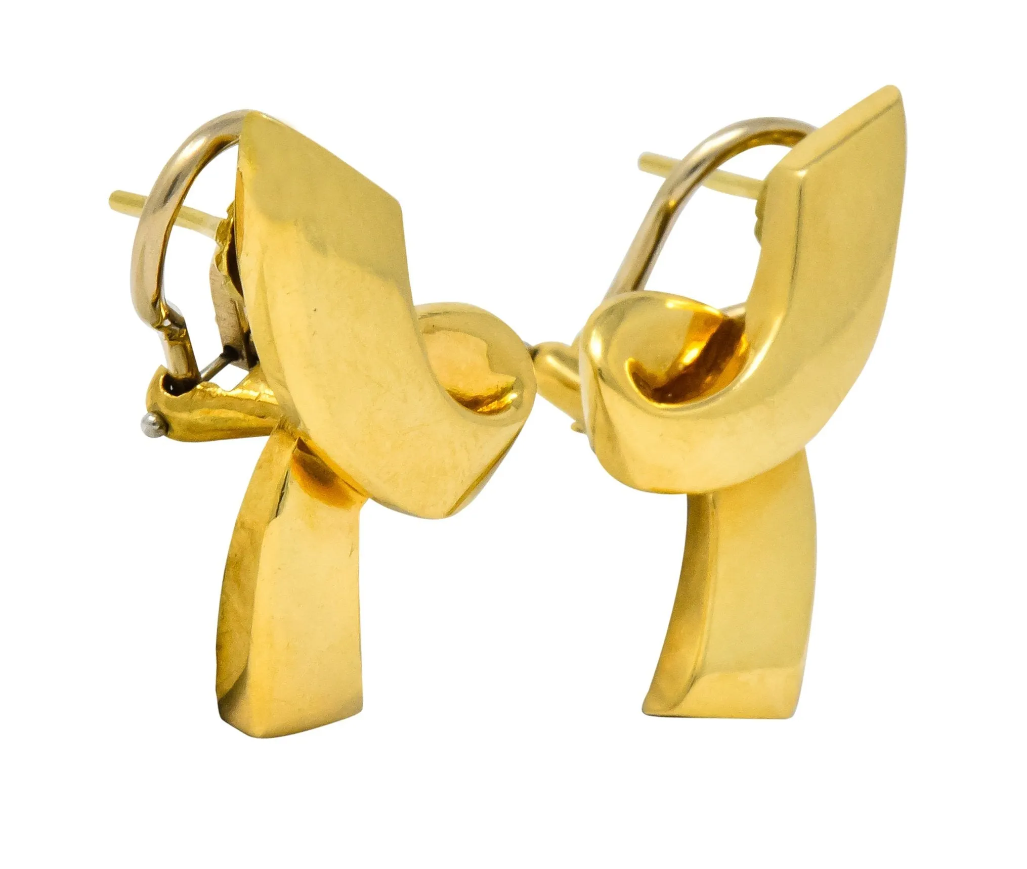 Paloma Picasso Tiffany & Co. 1986 18 Karat Yellow Gold Ribbon Earrings