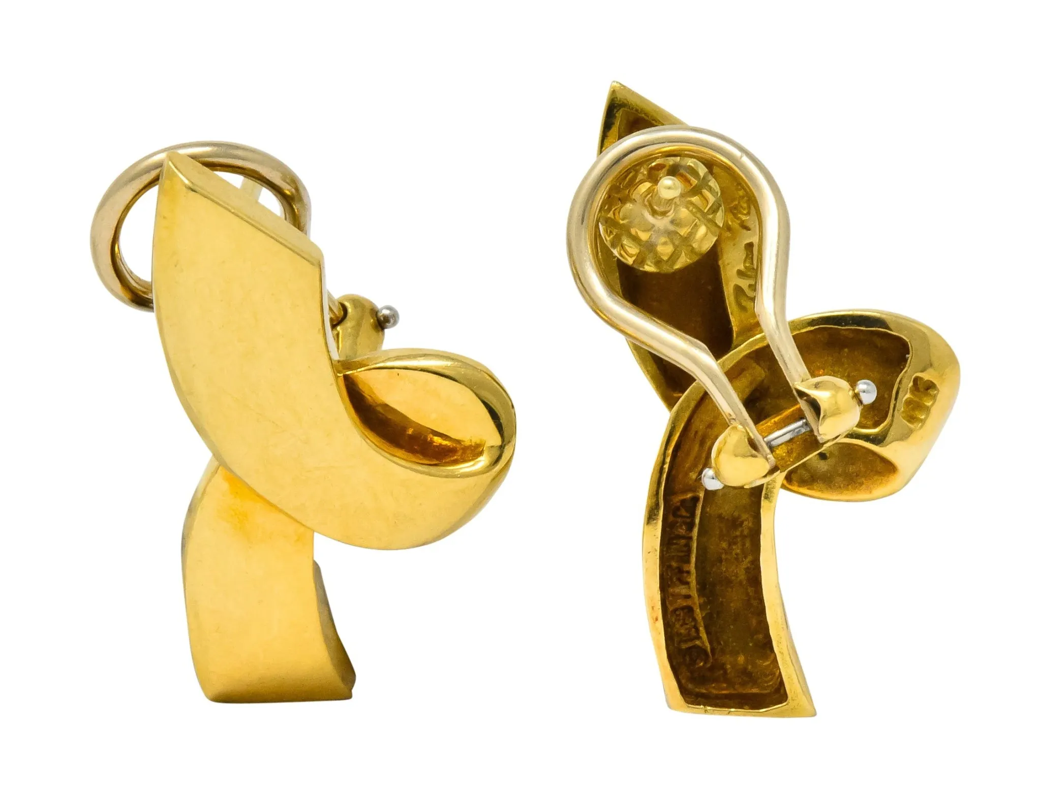 Paloma Picasso Tiffany & Co. 1986 18 Karat Yellow Gold Ribbon Earrings