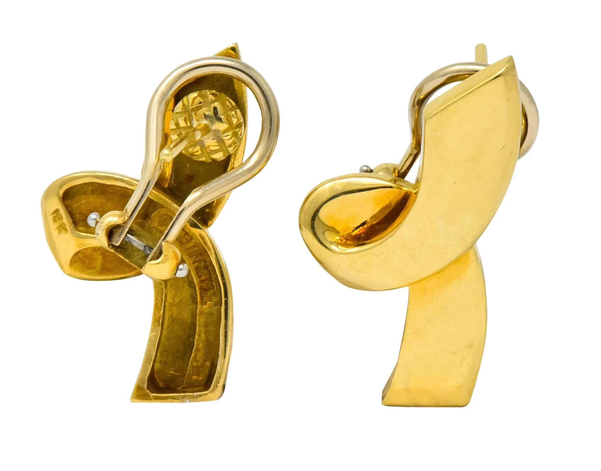 Paloma Picasso Tiffany & Co. 1986 18 Karat Yellow Gold Ribbon Earrings