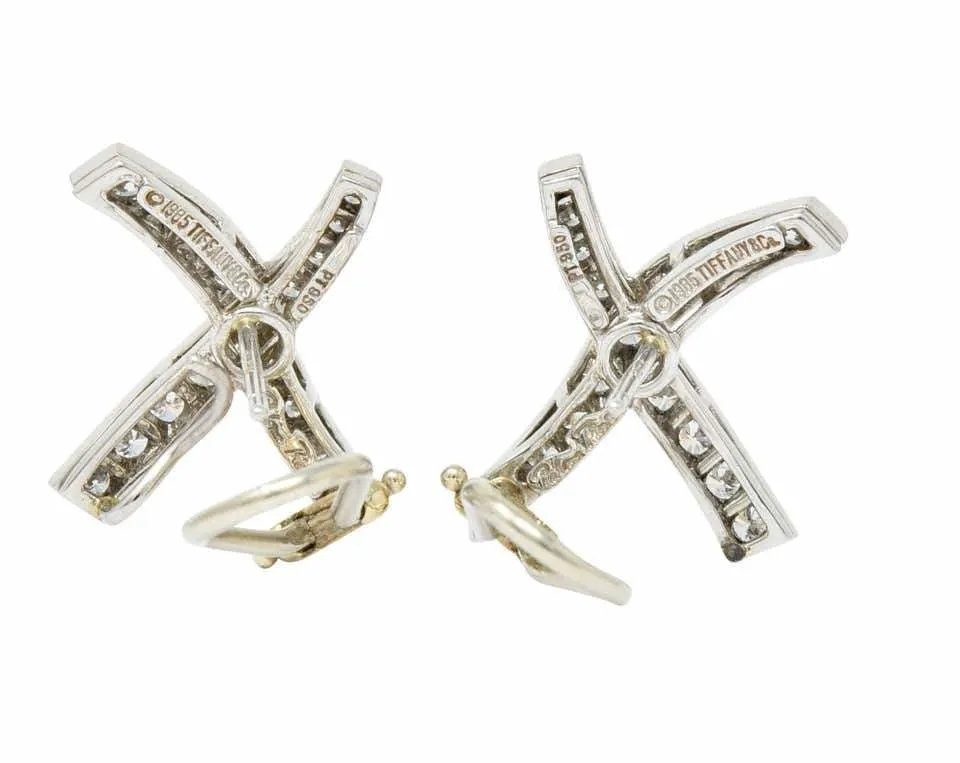 Paloma Picasso Tiffany & Co. Vintage 1.20 Carat Diamond Platinum X Kiss Earrings