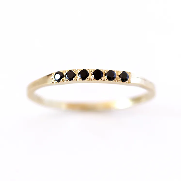 Pave Black Diamond Wedding Band - Thin Diamond Band