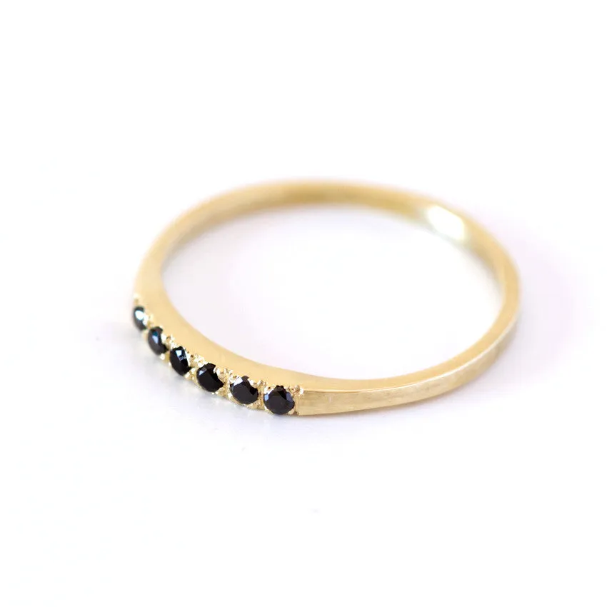 Pave Black Diamond Wedding Band - Thin Diamond Band