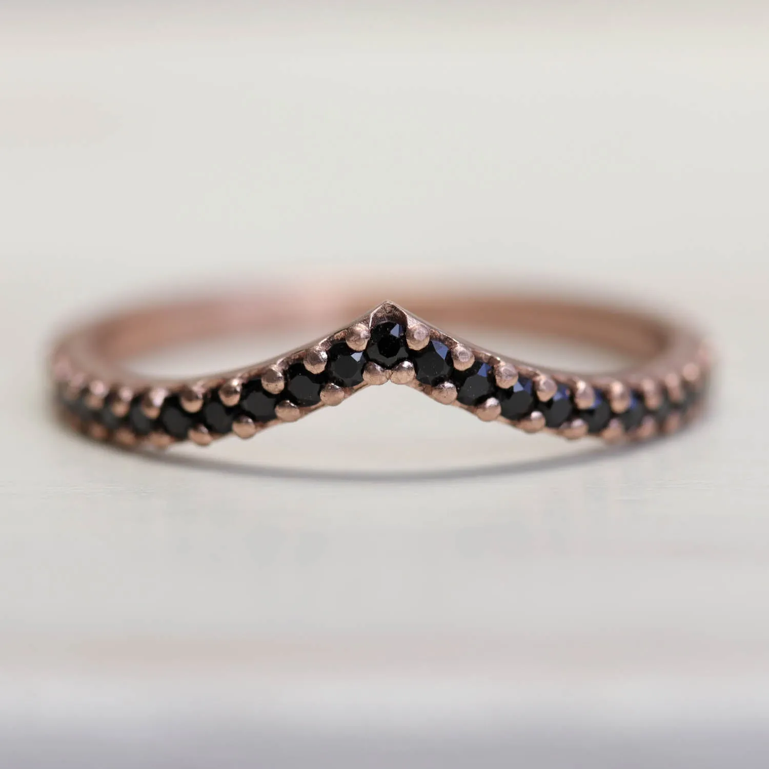 Pavé Low Dome V Contour Band with Black Spinel