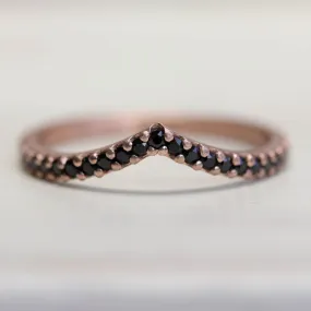 Pavé Low Dome V Contour Band with Black Spinel