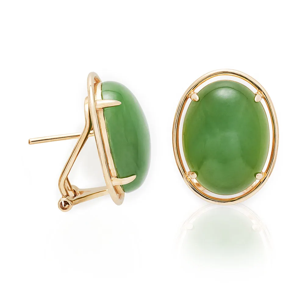 Peninsula Earrings in Green Nephrite Jade