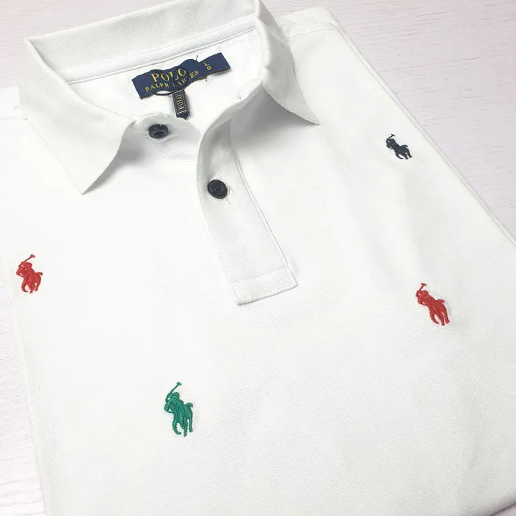 PRL designer droplet men's polo shirt | White