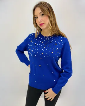 Pullover girocollo con perle