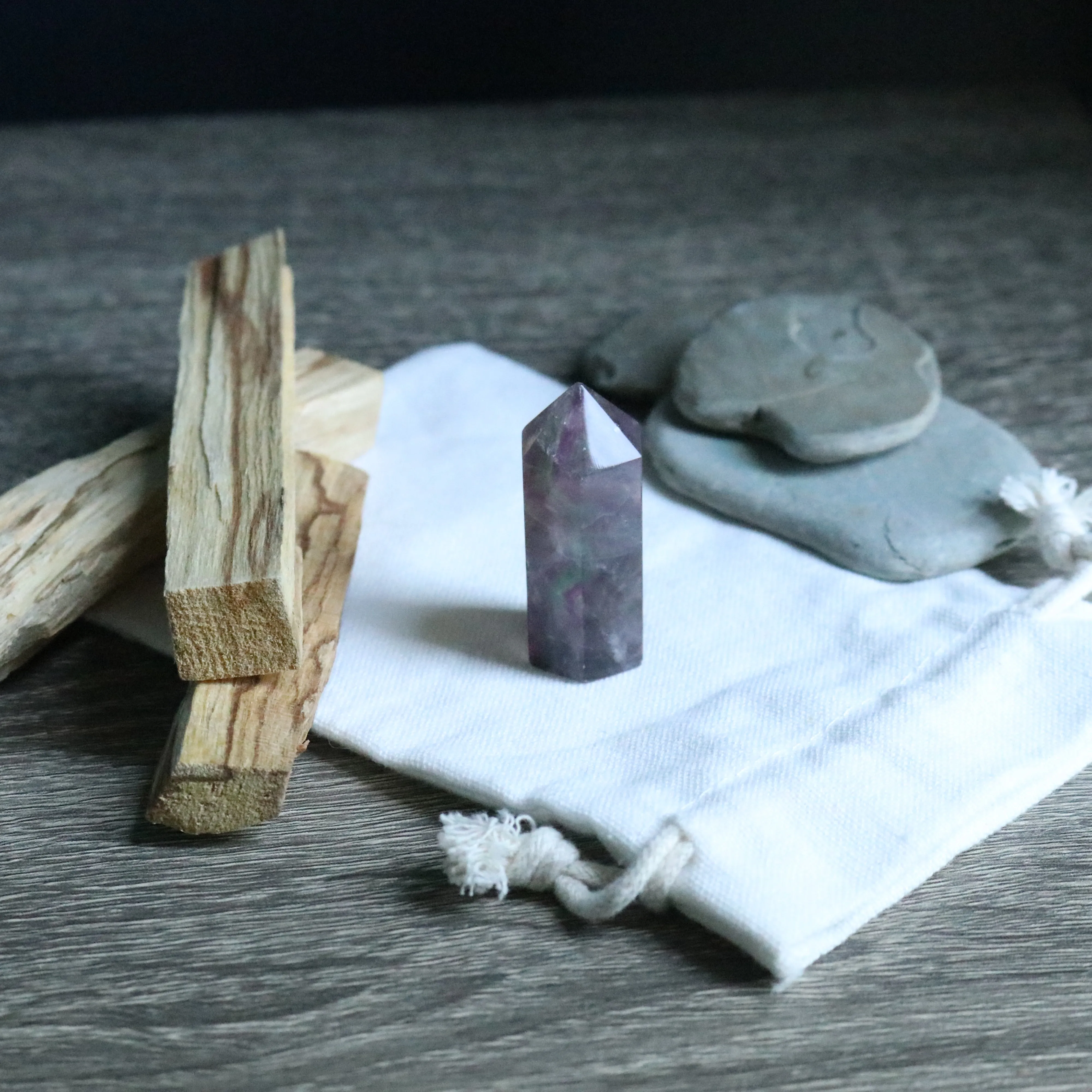 Purple ~ Rainbow Fluorite Polished Point Mini