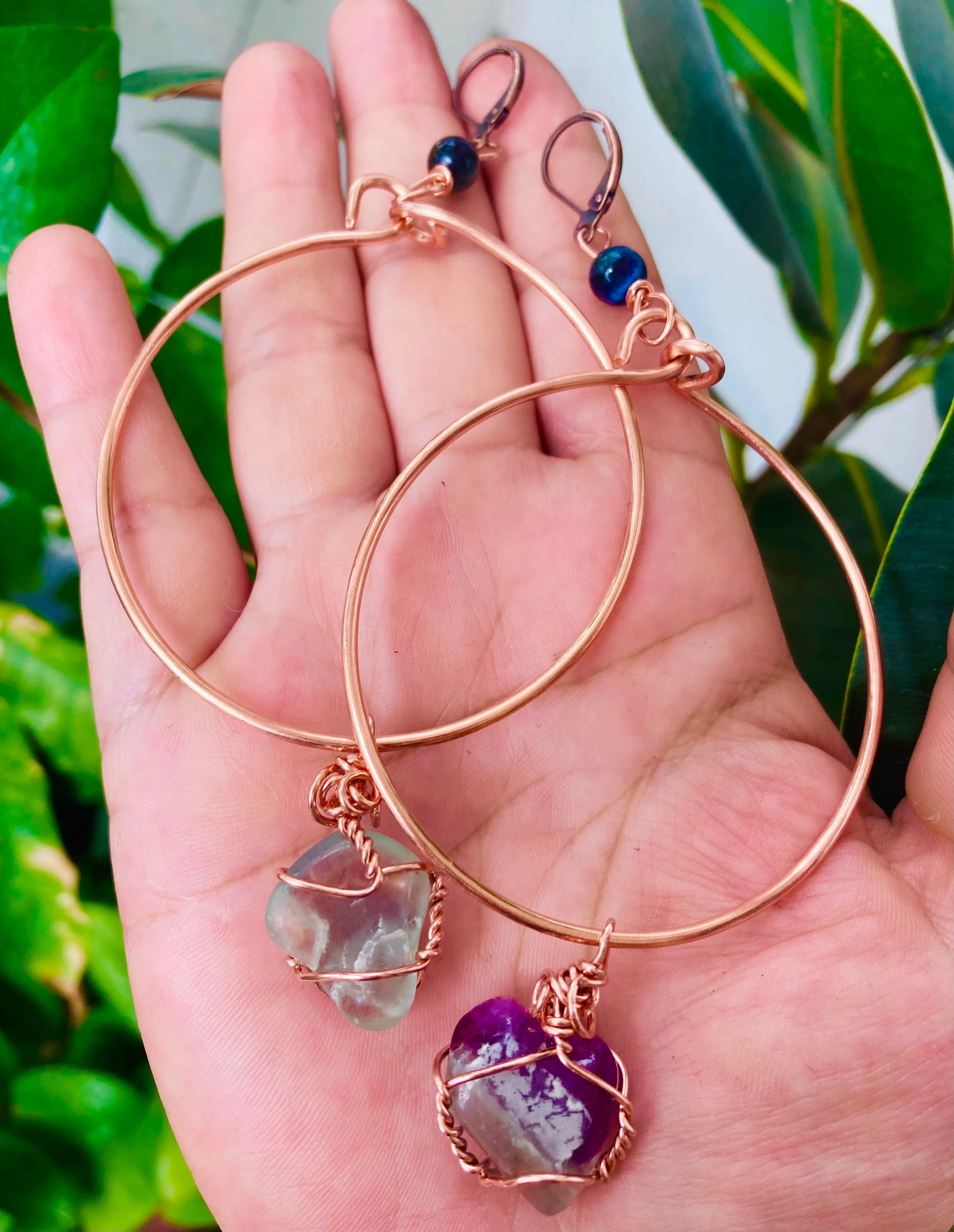 Rainbow Fluorite Hoops