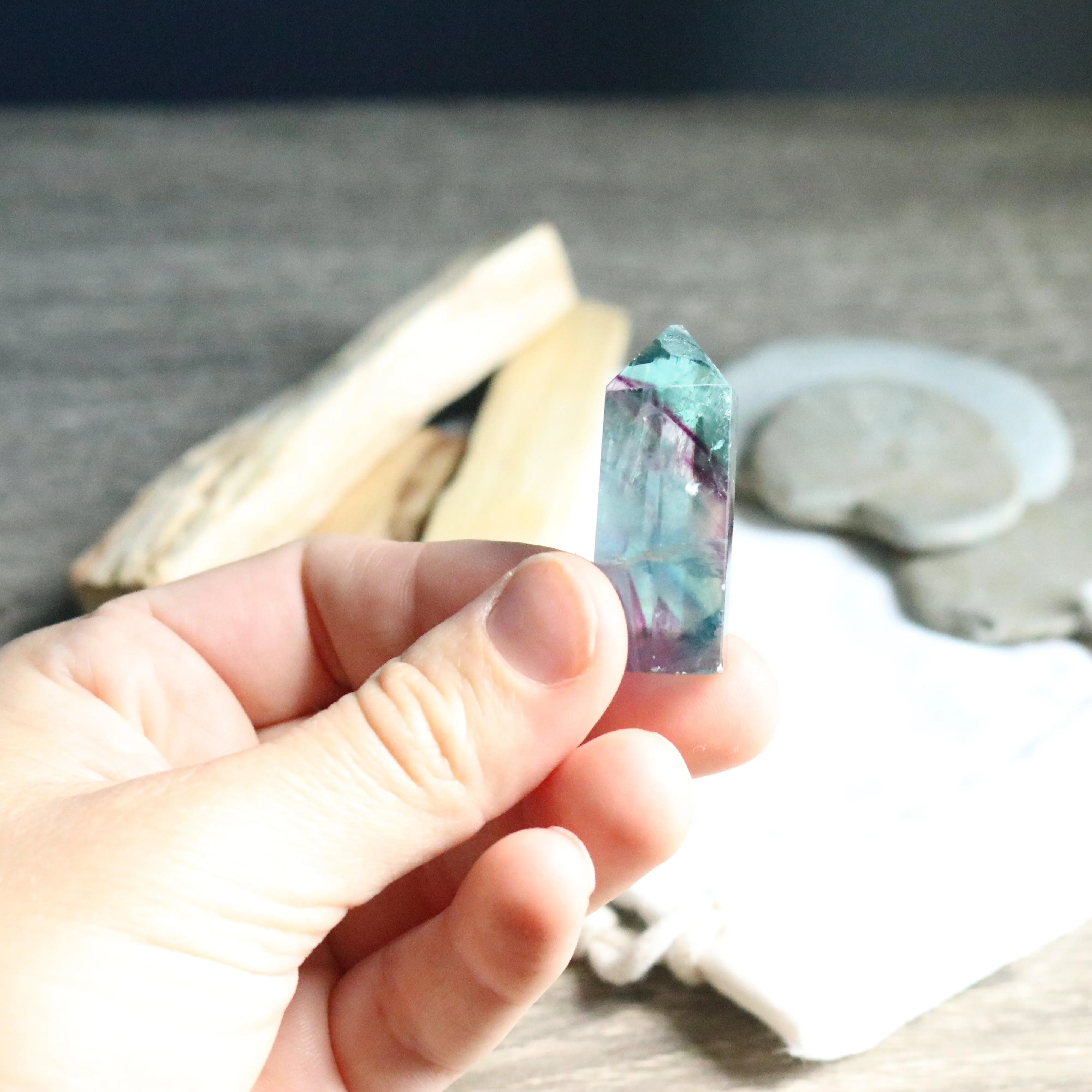 Rainbow Fluorite Polished Point Mini