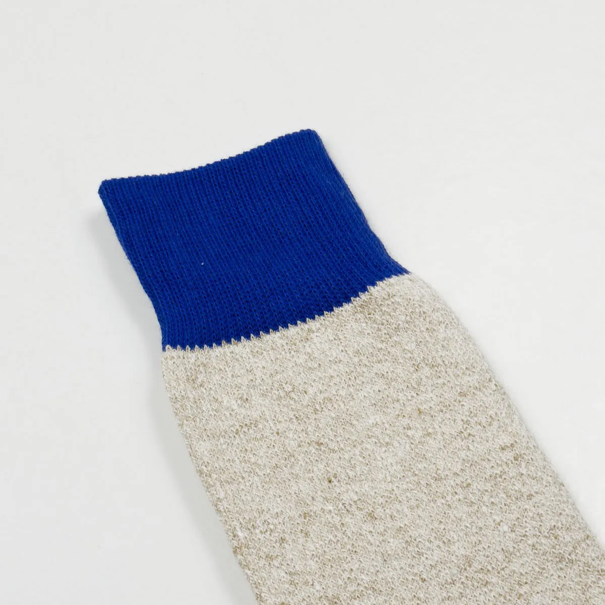 RoToTo - Doubleface Silk / Cotton Socks - Blue / M. Beige