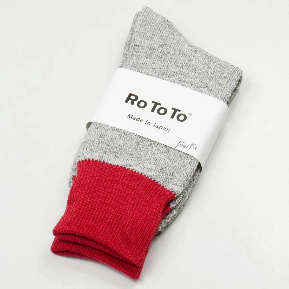 RoToTo - Doubleface Silk / Cotton Socks - Red / L. Gray