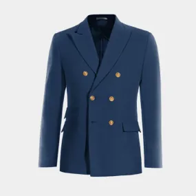 Royal blue double-breasted peak lapel unlined Jacket