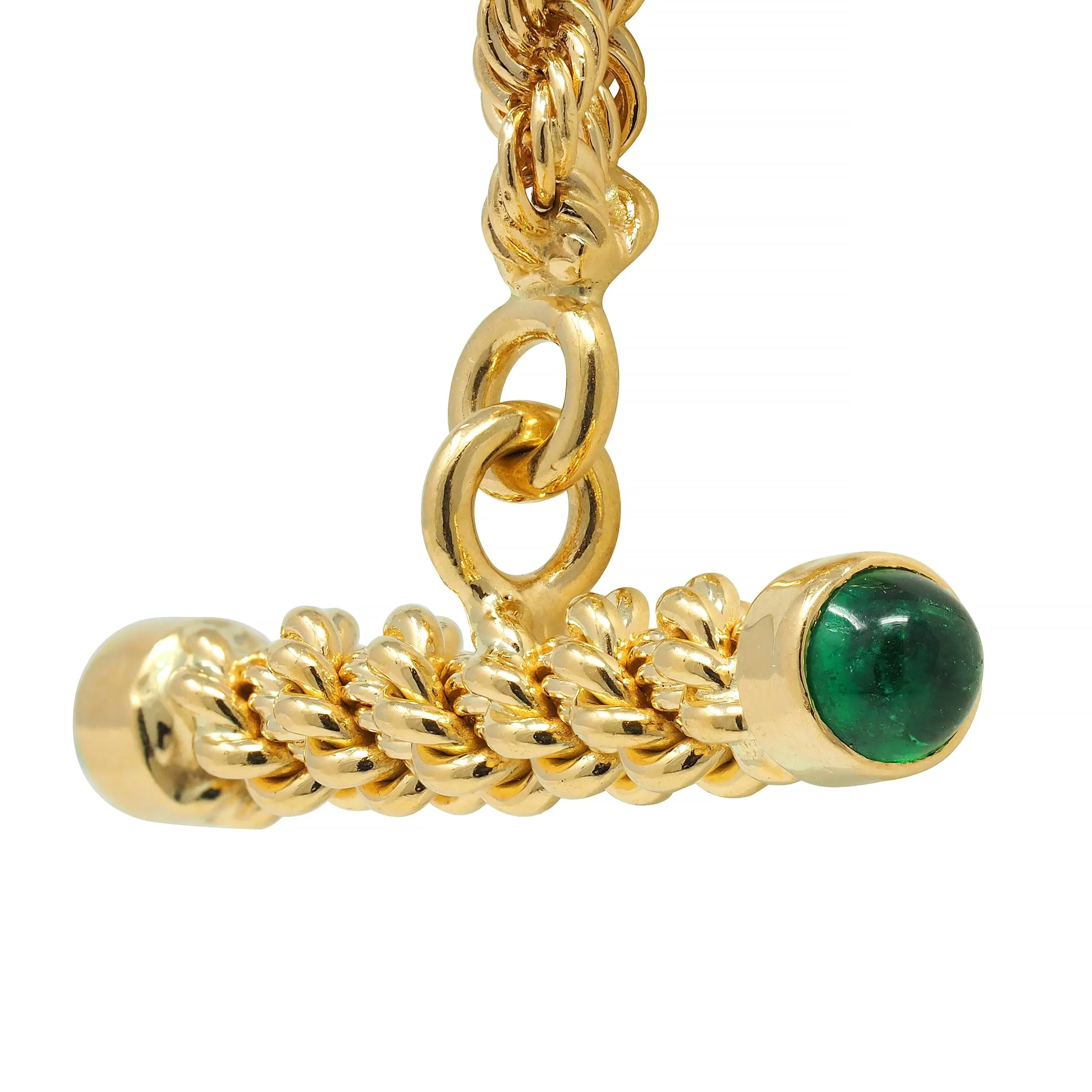 Schlumberger Tiffany & Co. Emerald 18 Karat Yellow Gold Twisted Rope Vintage Necklace