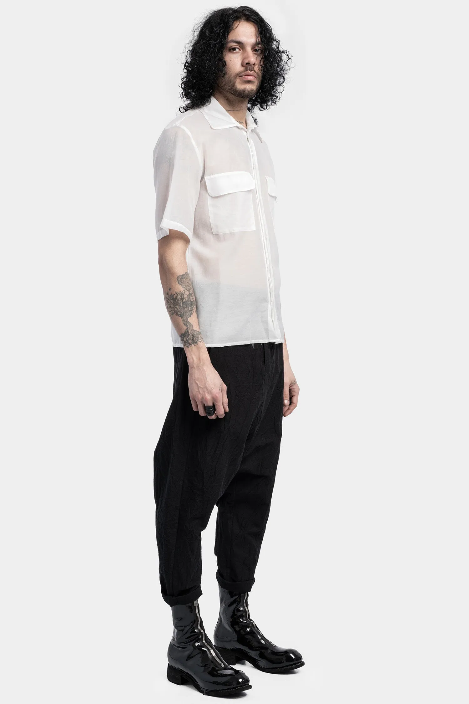 Silk blend short sleeve shirt