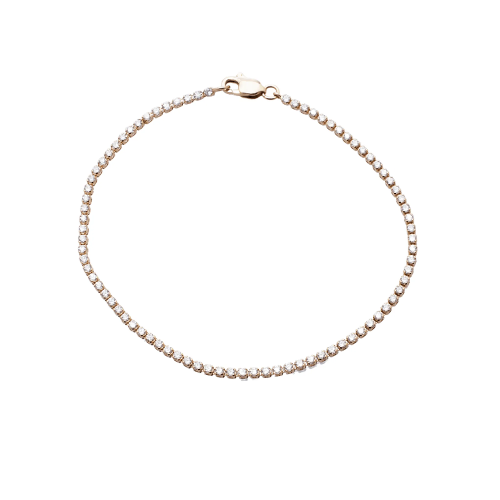 Small 14K Gold Diamond Tennis Anklet Invisible Setting