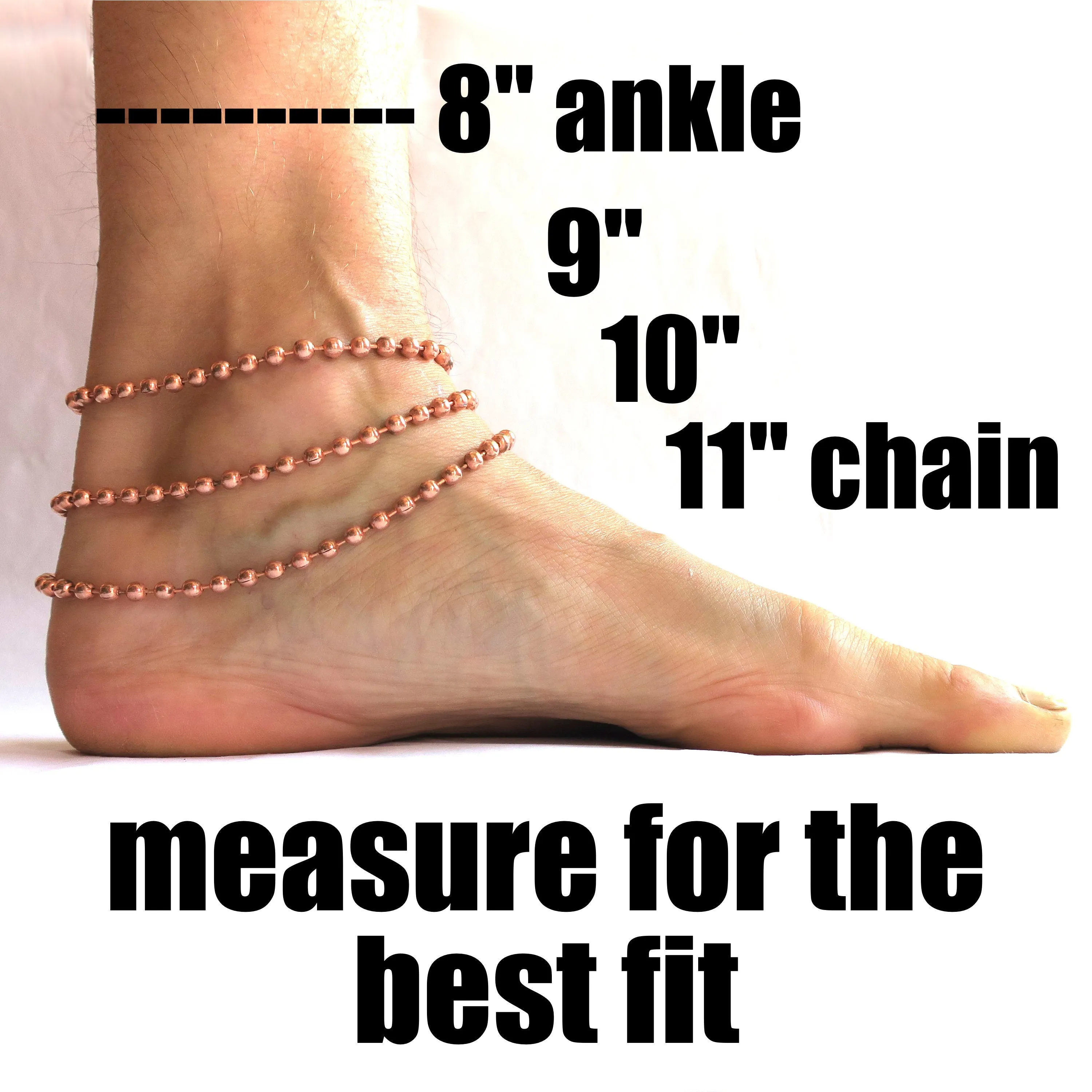 Solid Copper Ankle Bracelet Fine Figaro Chain Anklet AC41 Lightweight Adjustable Copper Figaro Anklet Chain