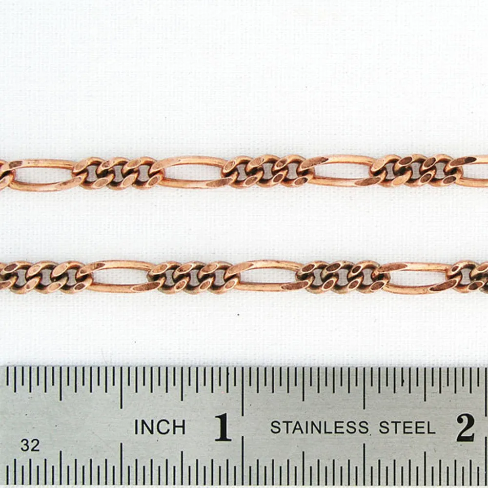 Solid Copper Anklet Set Fine Figaro Chain Anklet Bracelets AC41M Matching Set of 2 Solid Copper Anklet Chains