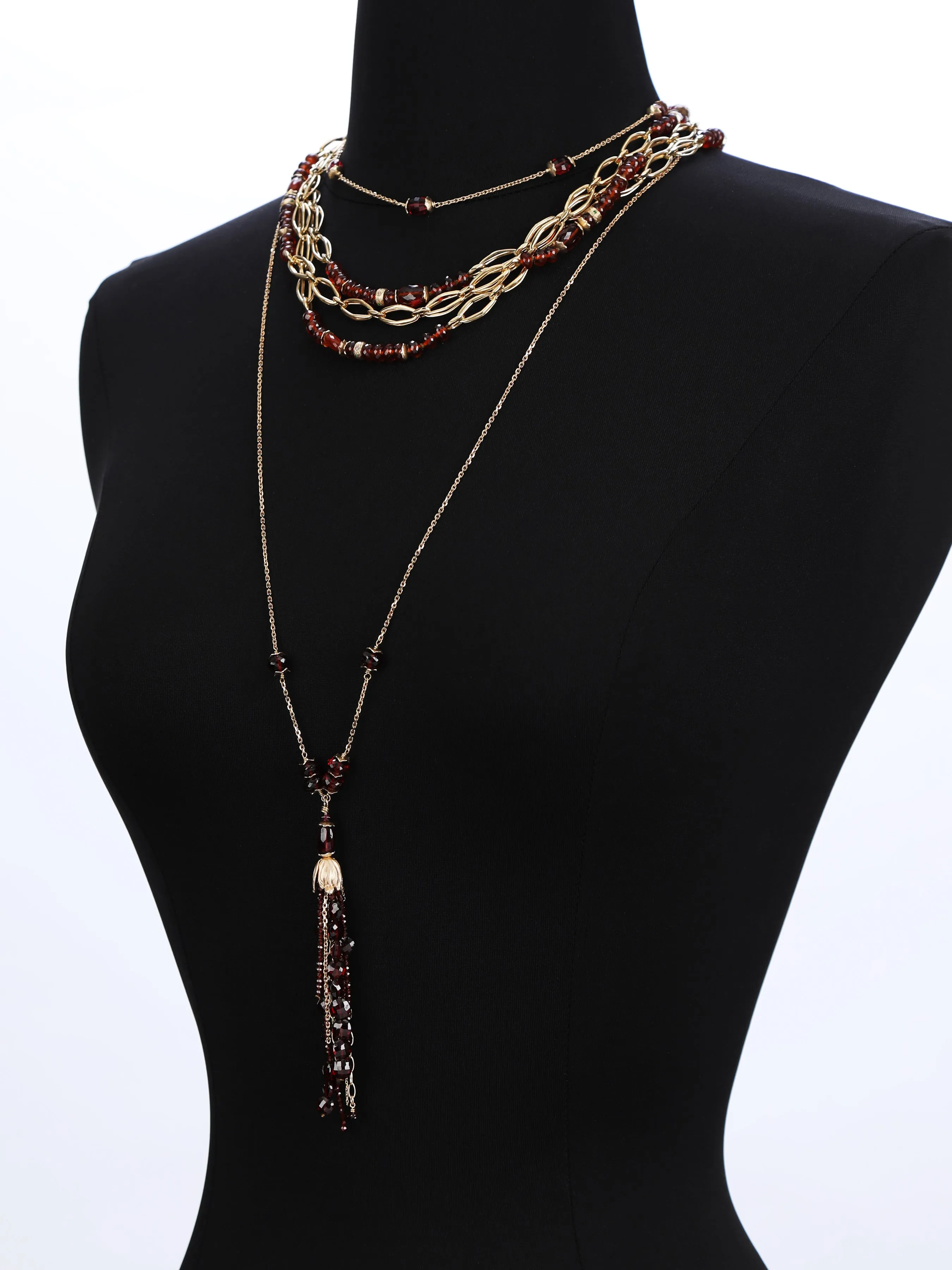 Spessartite and Tsavorite Garnet, Diamonds, and Gold Necklace