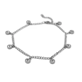 Stainless Steel Dangling Crystal Anklet