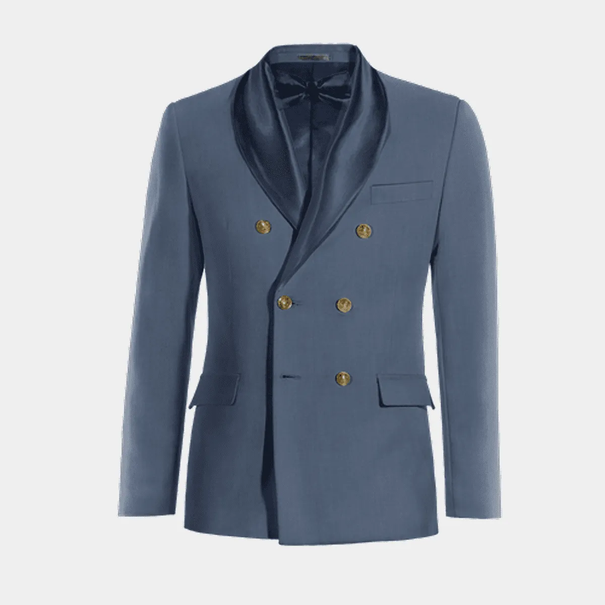 Steel blue six buttons double-breasted wide lapel Dinner Jacket