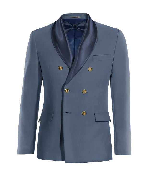 Steel blue six buttons double-breasted wide lapel Dinner Jacket