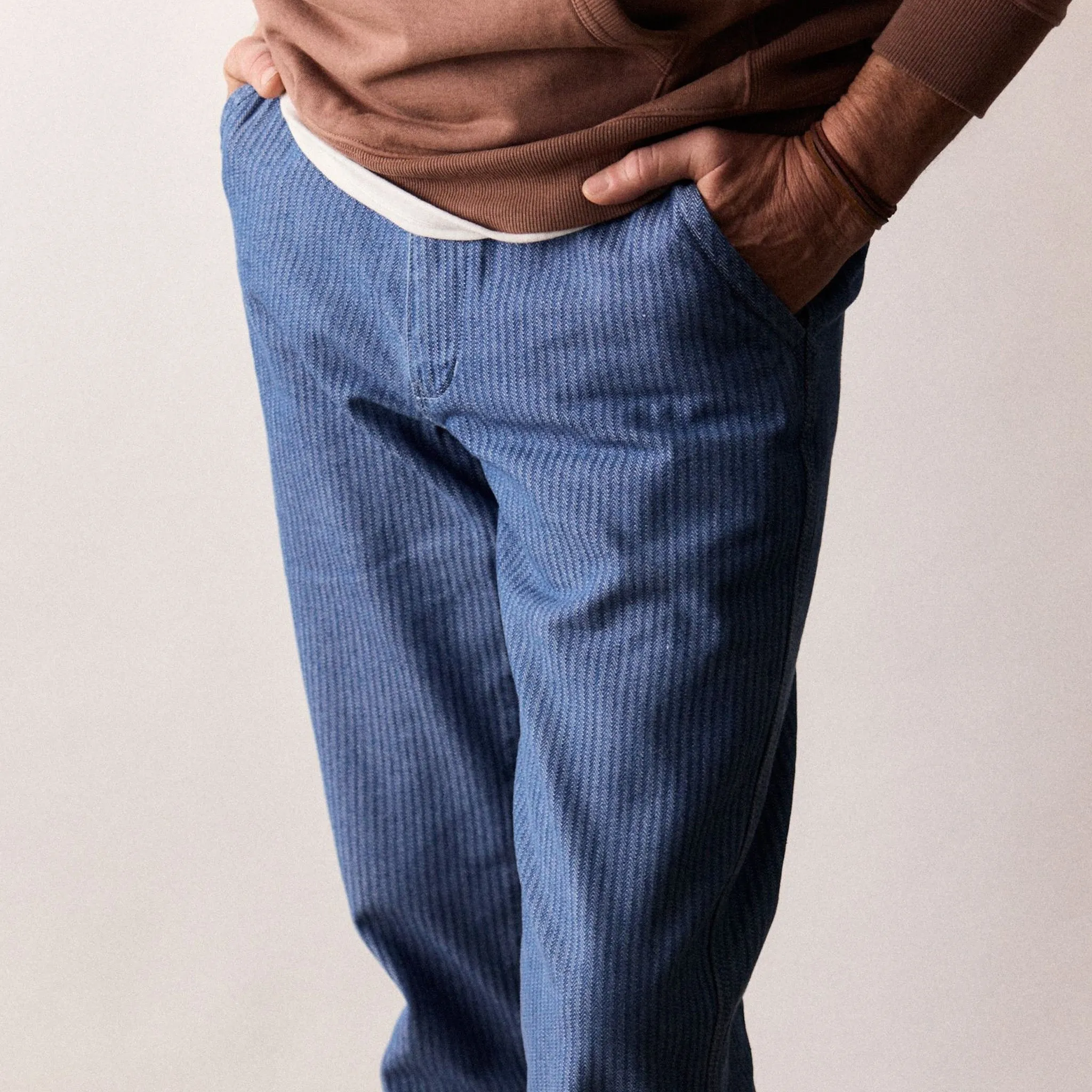 The Morse Pant in Bleached Indigo Herringbone