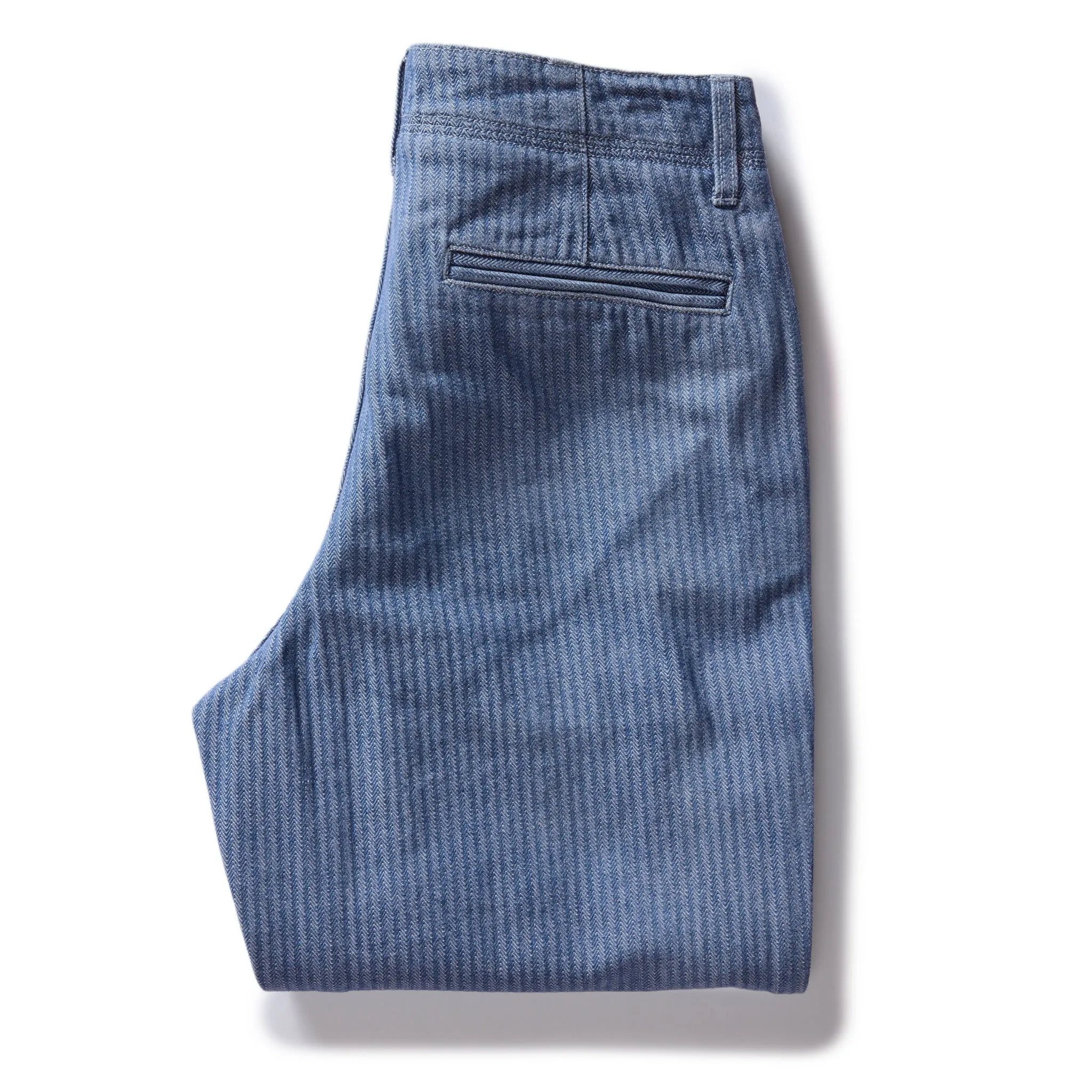 The Morse Pant in Bleached Indigo Herringbone