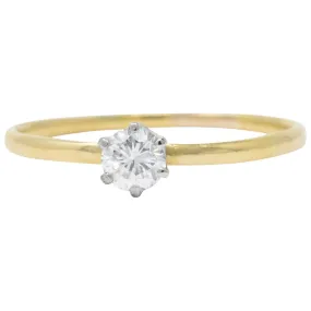 Tiffany & Co. 0.25 Carat Diamond 18 Karat Yellow Gold Platinum Engagement Ring