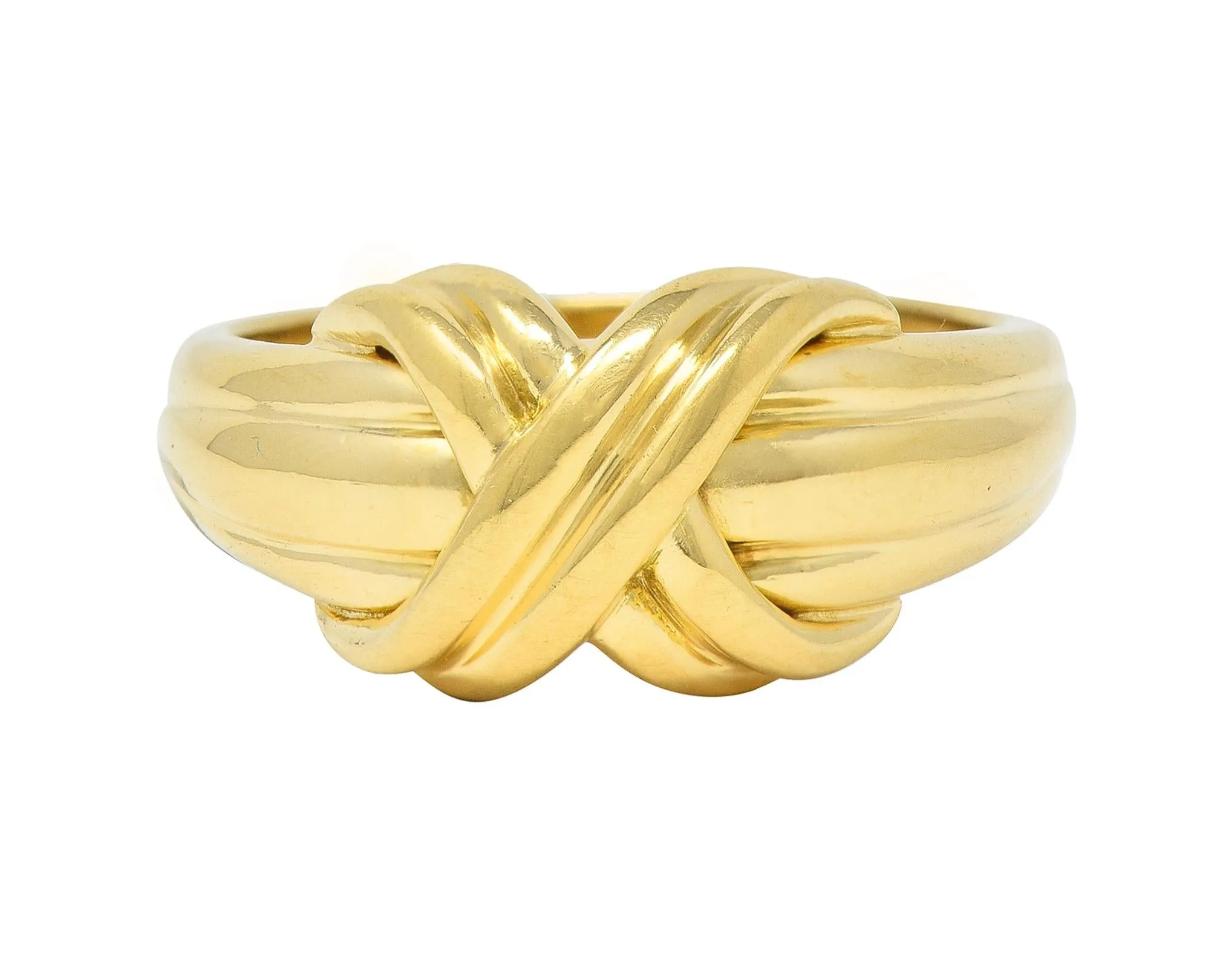 Tiffany & Co. 1990 18 Karat Yellow Gold X Knot Vintage Ring