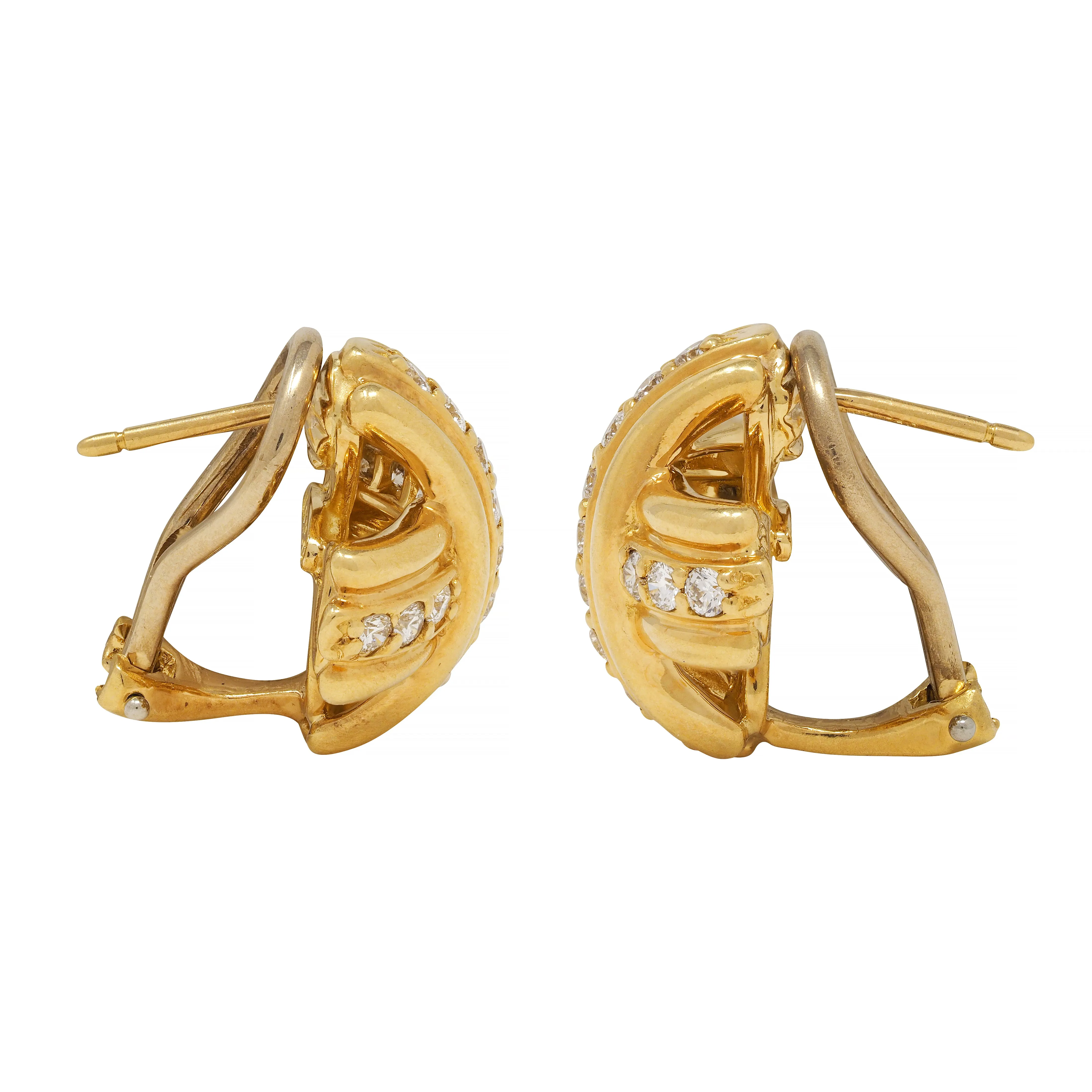 Tiffany & Co. 1990's 0.90 CTW Diamond 18 Karat Yellow Gold Signature X Earrings