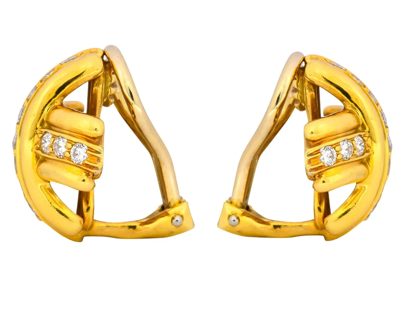 Tiffany & Co. 1992 Vintage Diamond 18 Karat Gold Signature X Ear-Clip Earrings