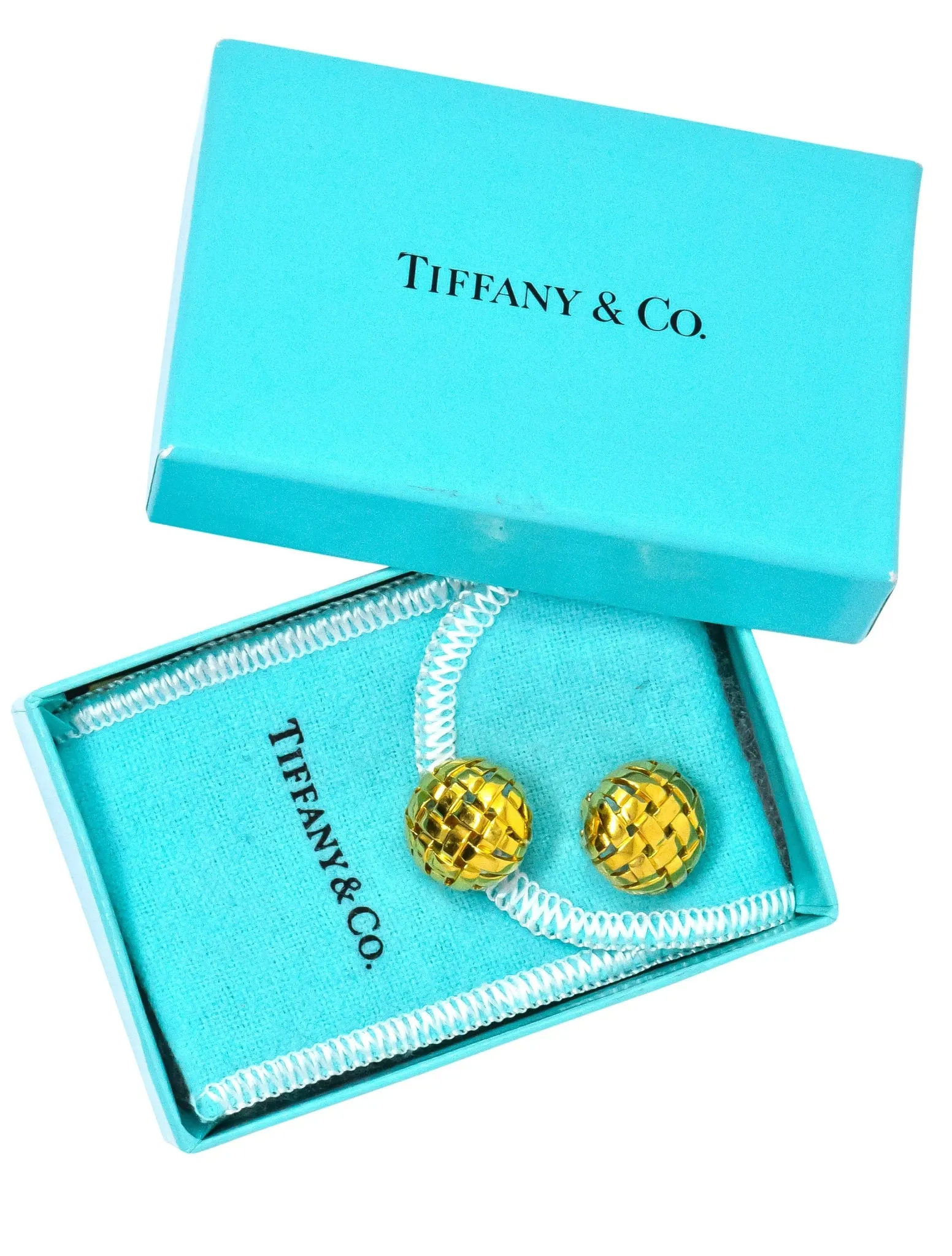 Tiffany & Co. 1995 18 Karat Gold Woven Ear-Clip Earrings