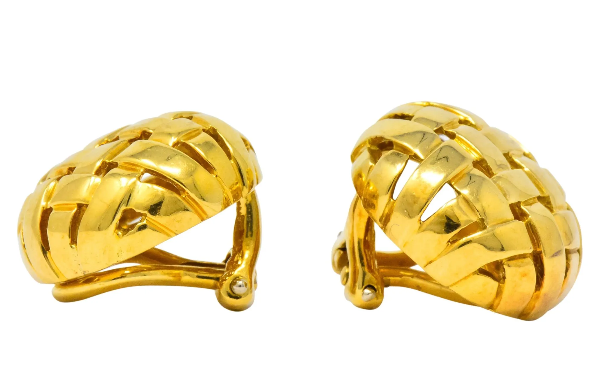 Tiffany & Co. 1995 18 Karat Gold Woven Ear-Clip Earrings