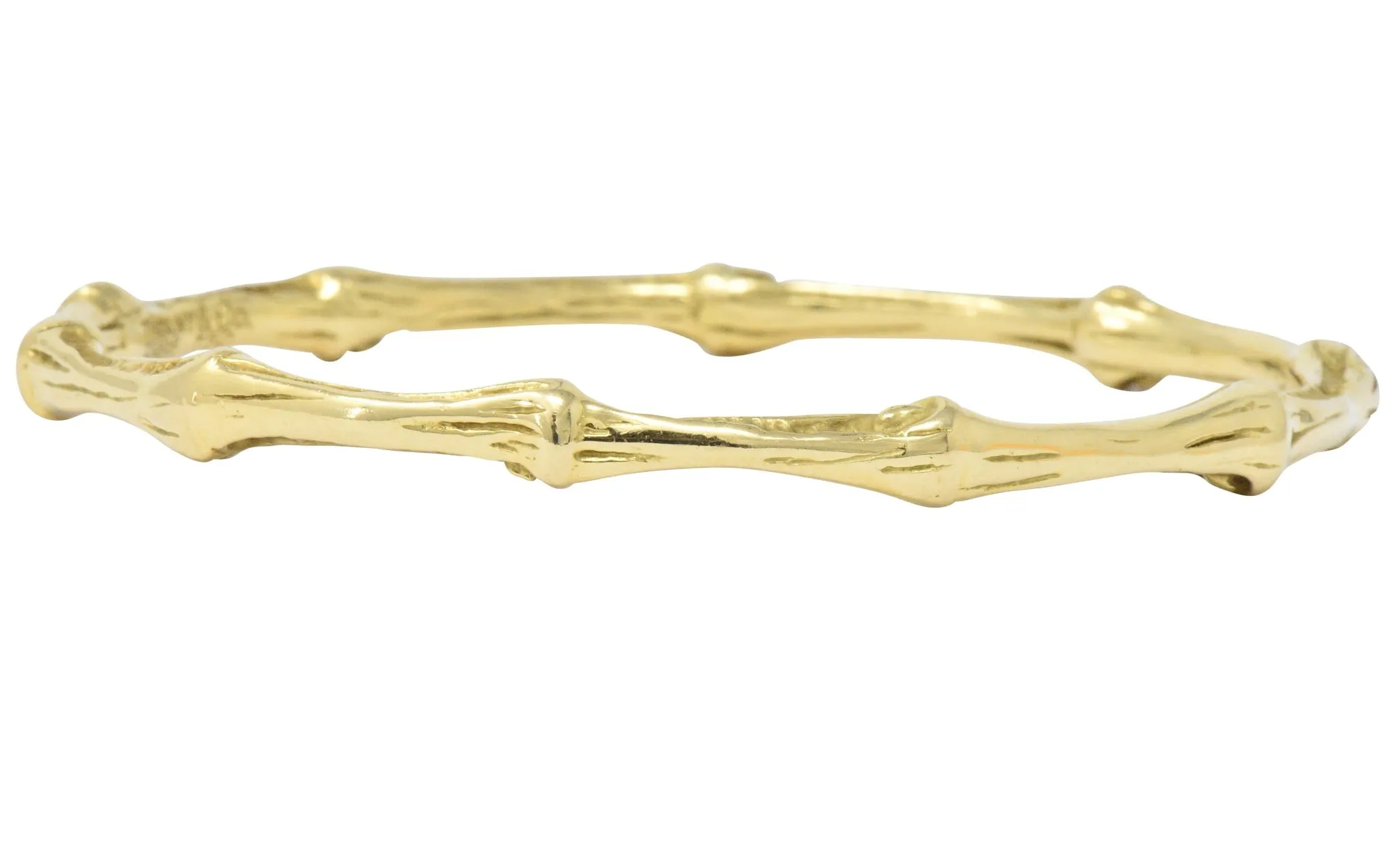 Tiffany & Co. 1996 18 Karat Yellow Gold Bamboo Bangle Bracelet