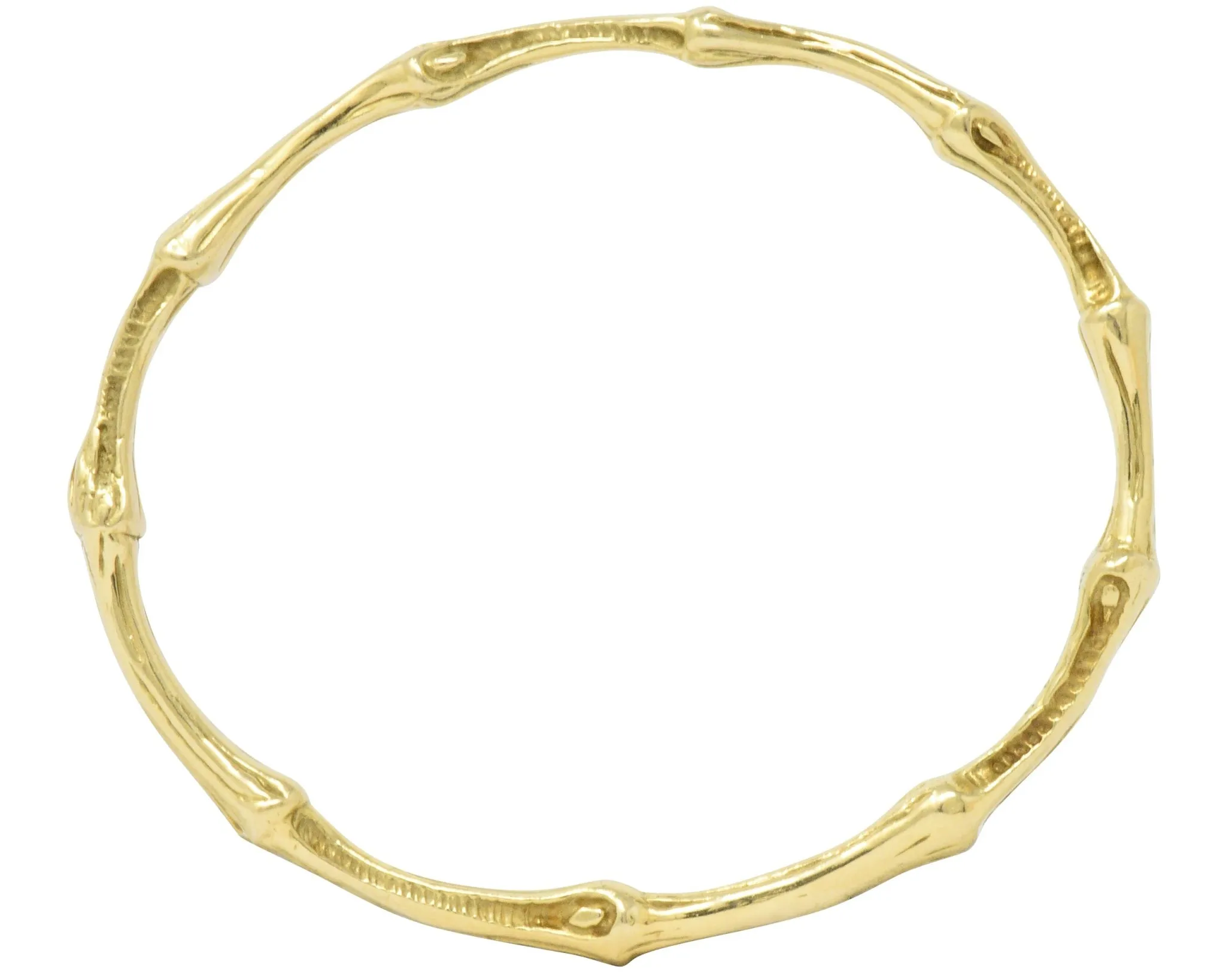 Tiffany & Co. 1996 18 Karat Yellow Gold Bamboo Bangle Bracelet