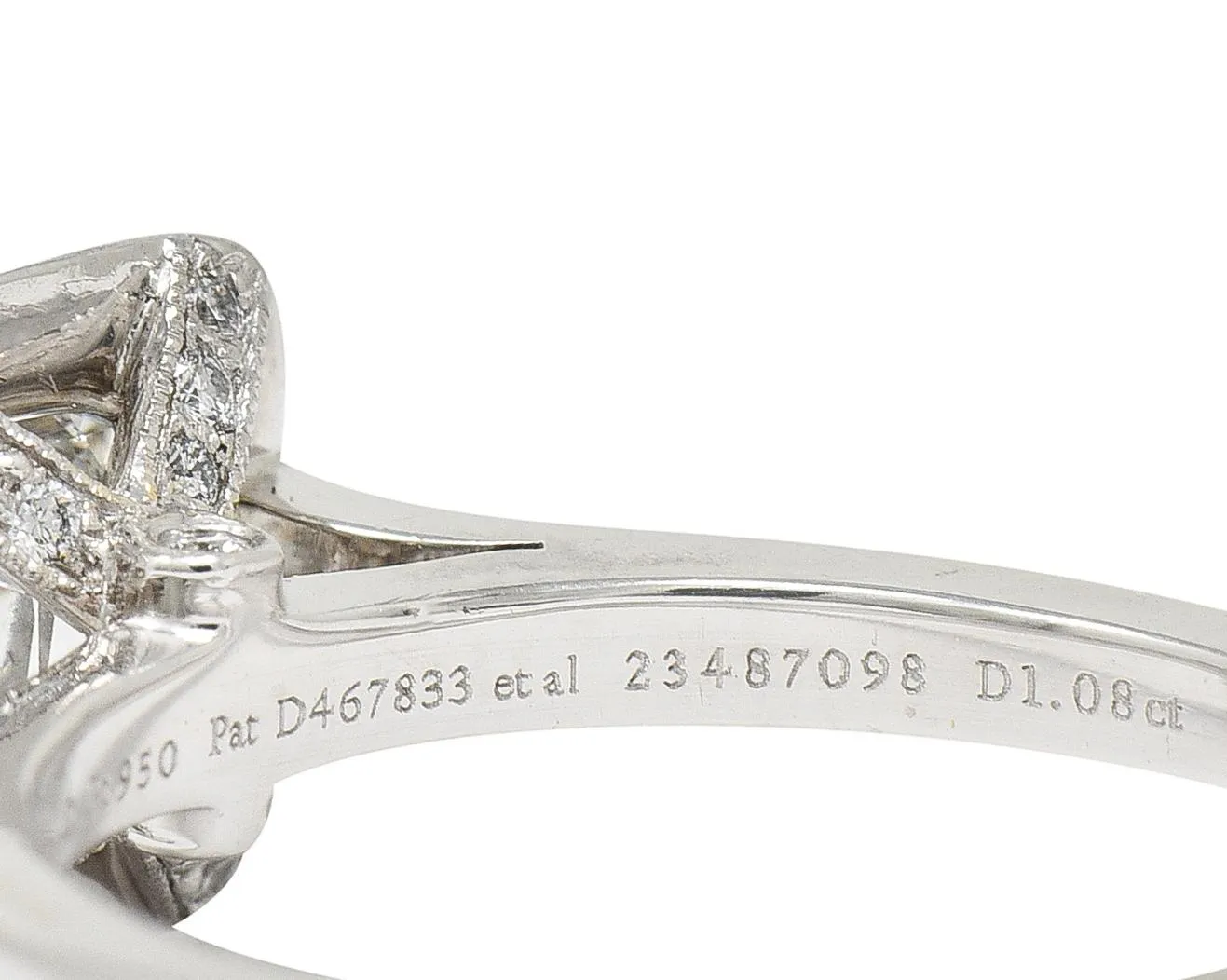 Tiffany & Co 2008 1.41 CTW Cushion Diamond Platinum Legacy Halo Engagement Ring