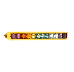 Tiffany & Co. Amethyst Citrine Multi-Gem 18 Karat Gold Rainbow Bar Brooch