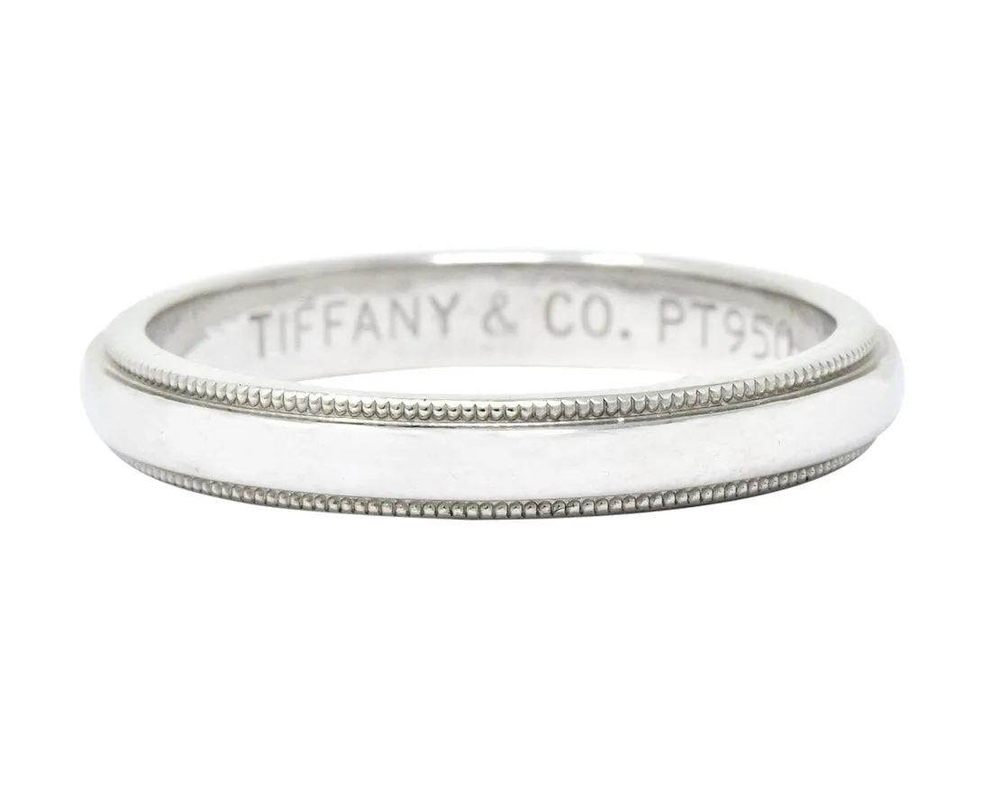 Tiffany & Co. Classic Platinum Millegrain Wedding Band Stacking Ring