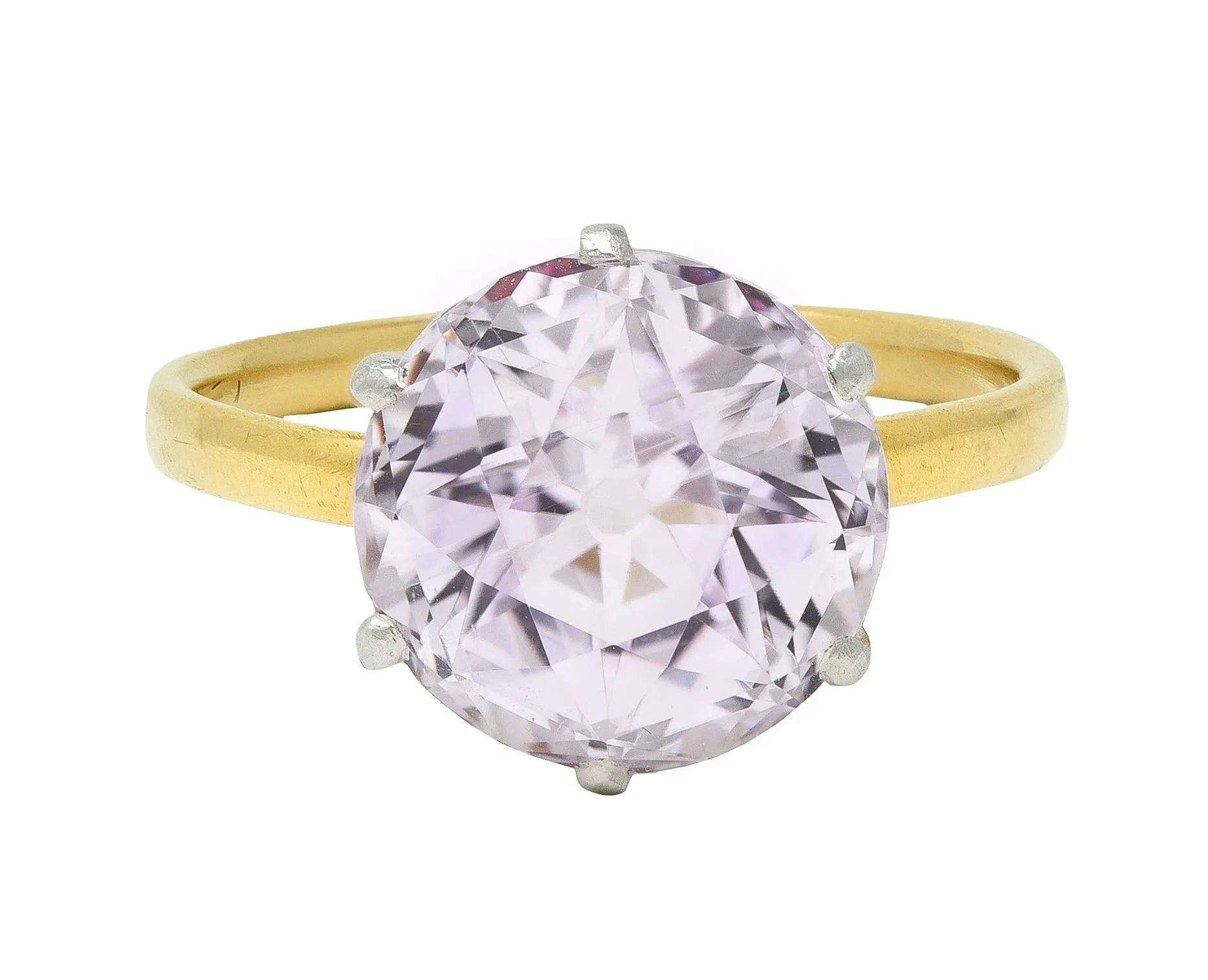 Tiffany & Co. Edwardian 4.62 CTW Kunzite Platinum 18 Karat Yellow Gold Antique Ring