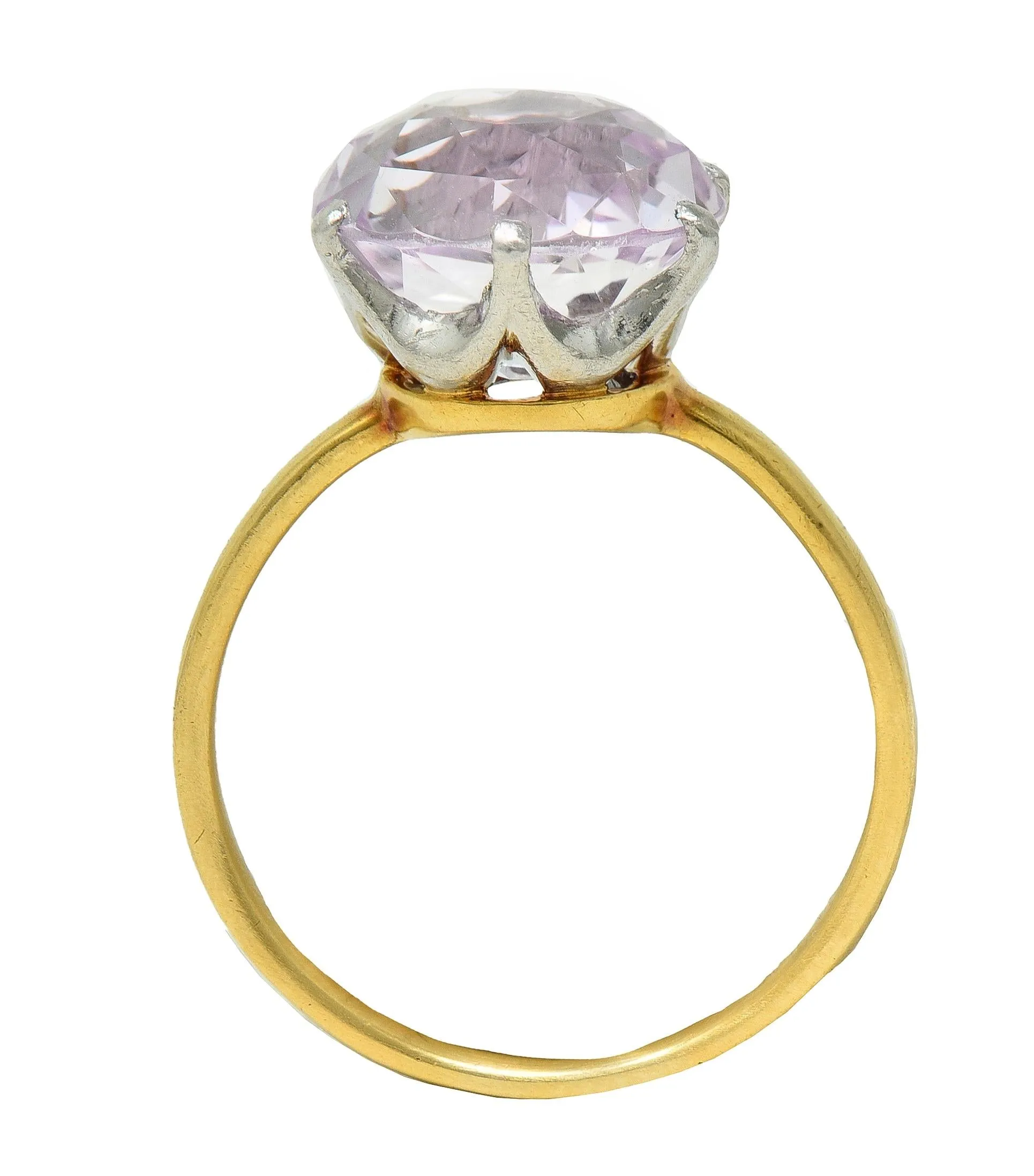 Tiffany & Co. Edwardian 4.62 CTW Kunzite Platinum 18 Karat Yellow Gold Antique Ring