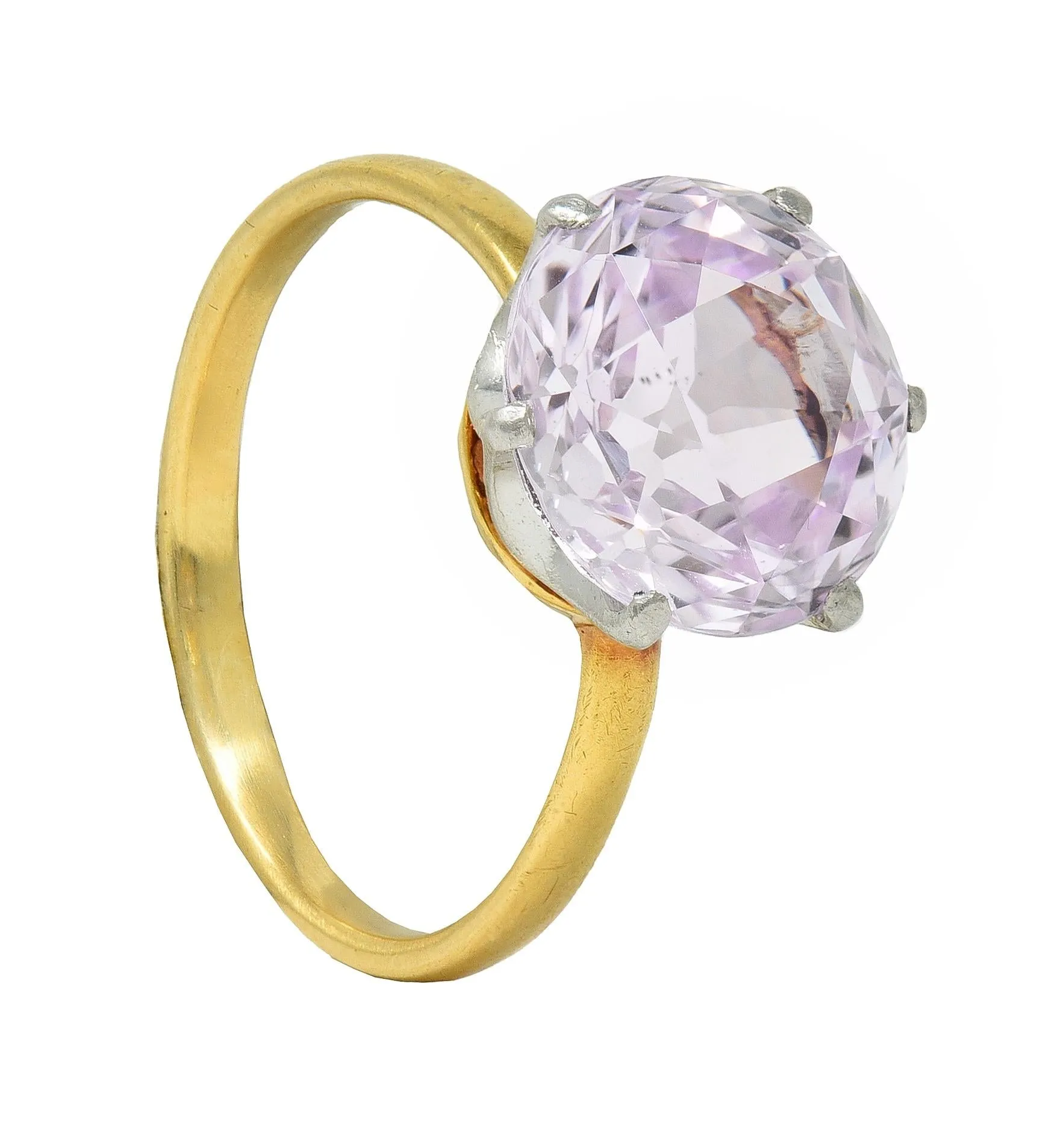 Tiffany & Co. Edwardian 4.62 CTW Kunzite Platinum 18 Karat Yellow Gold Antique Ring