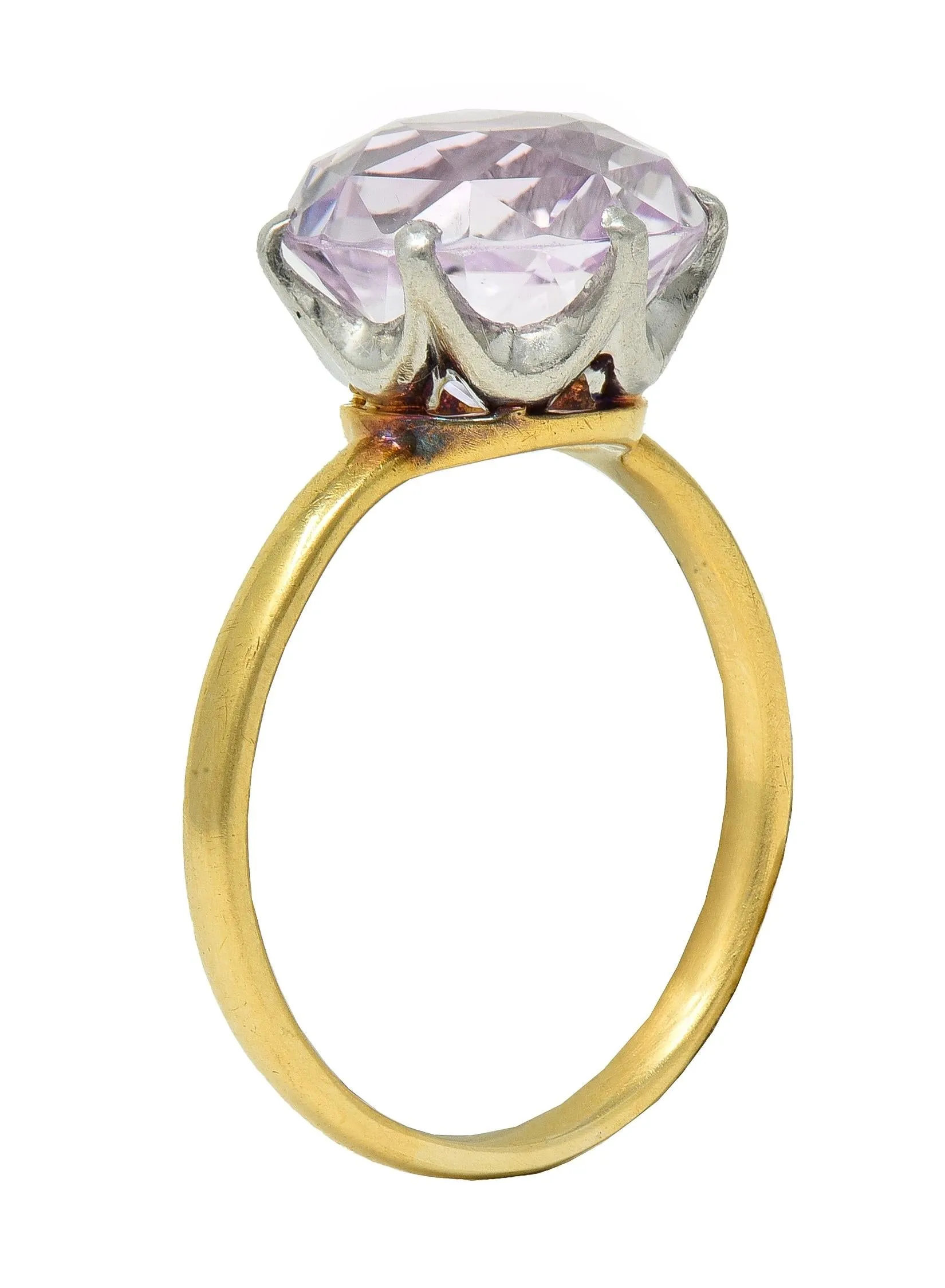 Tiffany & Co. Edwardian 4.62 CTW Kunzite Platinum 18 Karat Yellow Gold Antique Ring