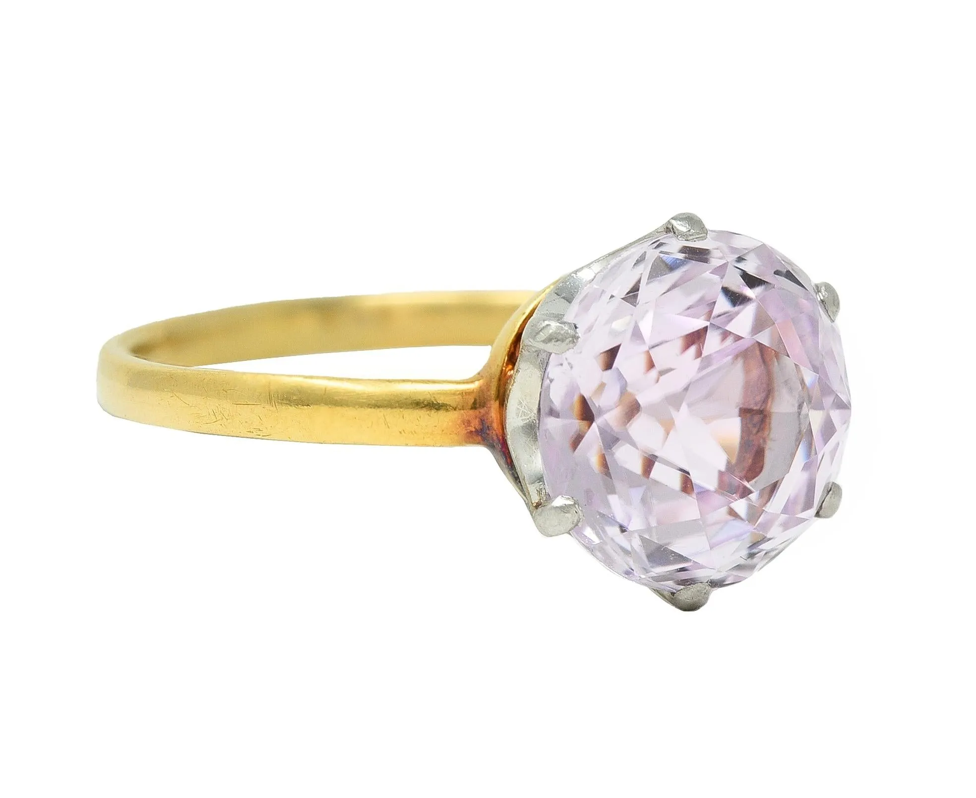 Tiffany & Co. Edwardian 4.62 CTW Kunzite Platinum 18 Karat Yellow Gold Antique Ring