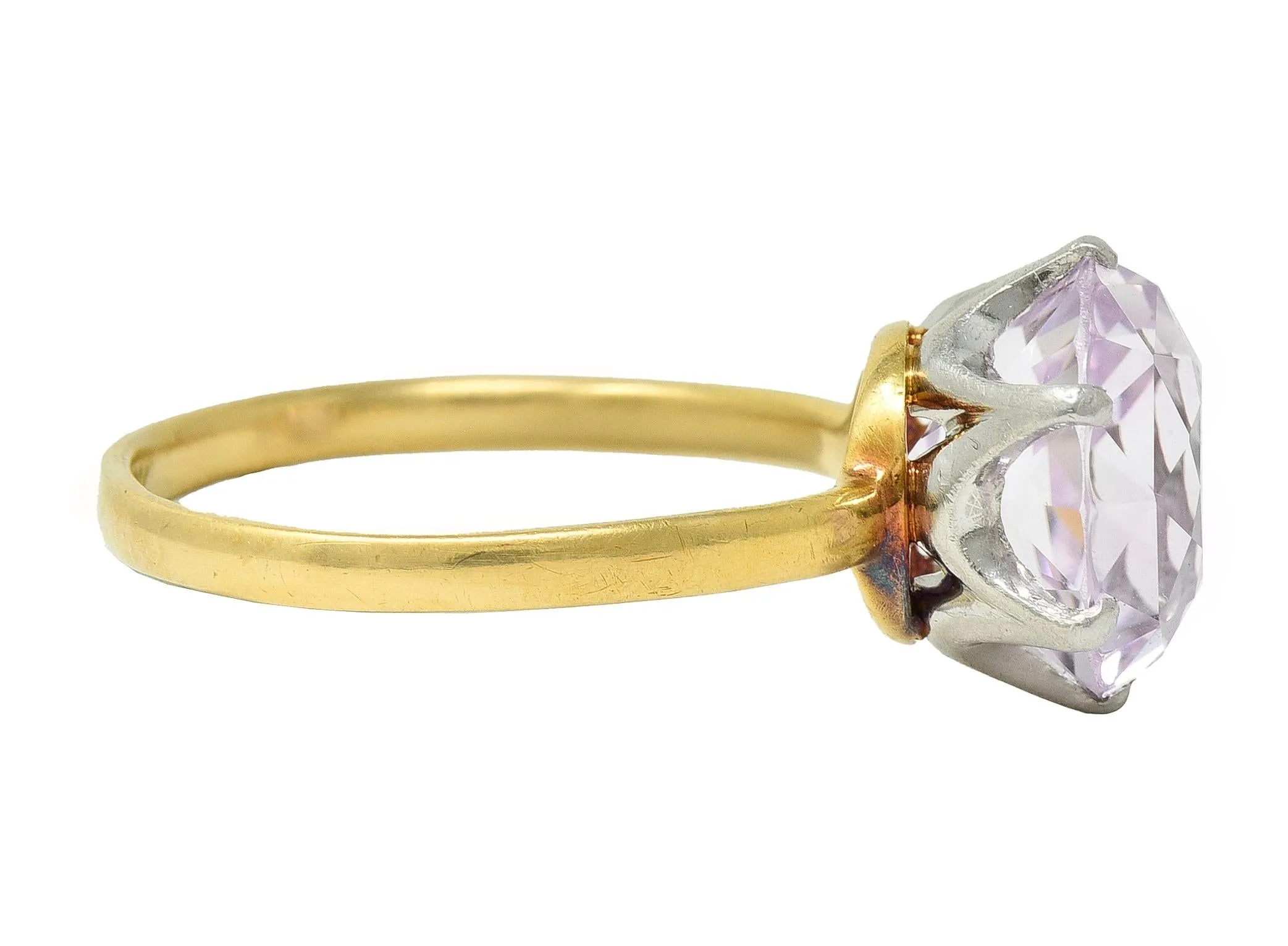 Tiffany & Co. Edwardian 4.62 CTW Kunzite Platinum 18 Karat Yellow Gold Antique Ring