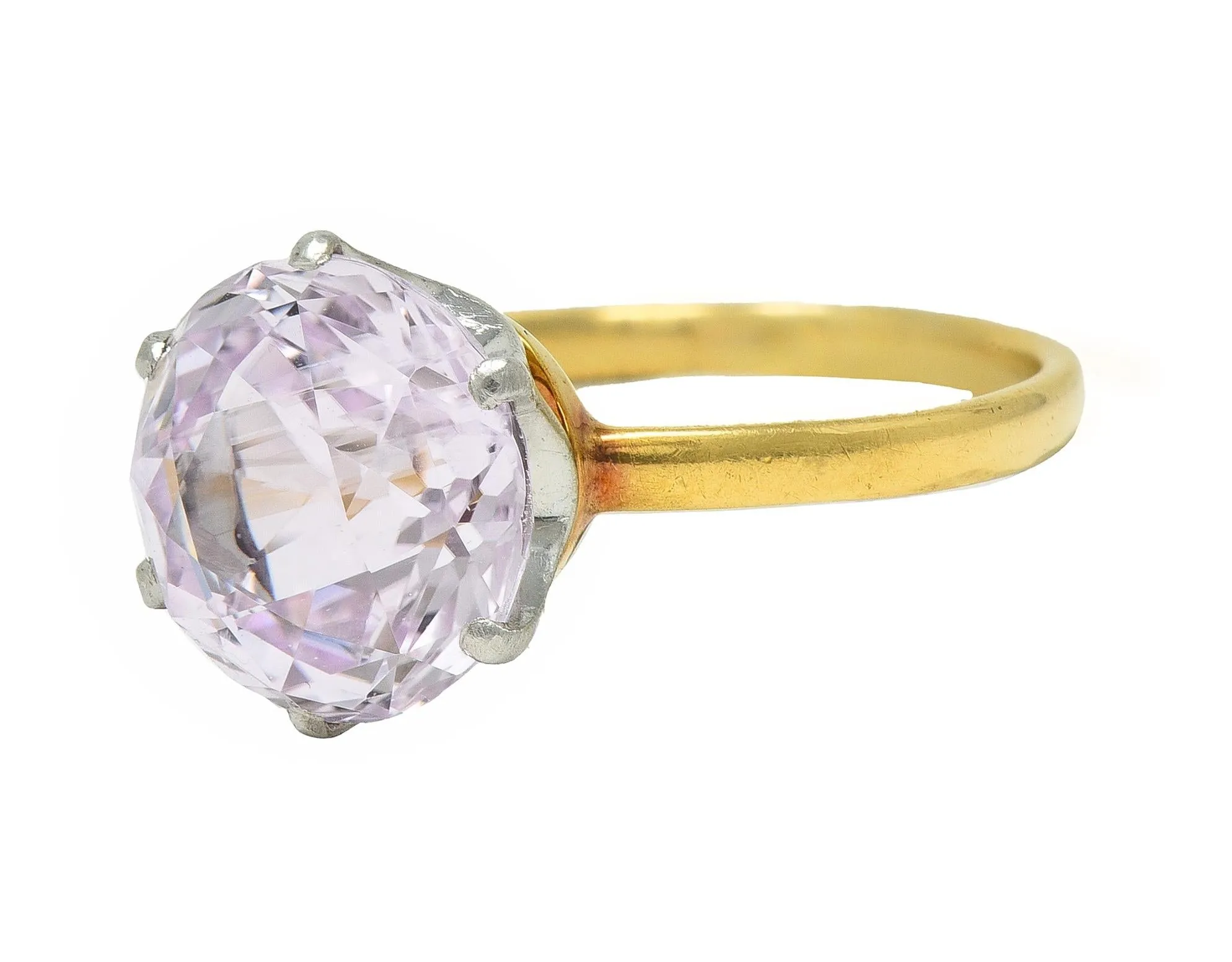 Tiffany & Co. Edwardian 4.62 CTW Kunzite Platinum 18 Karat Yellow Gold Antique Ring