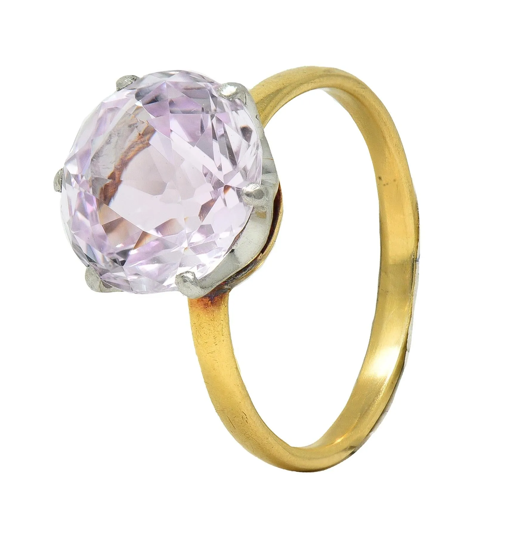 Tiffany & Co. Edwardian 4.62 CTW Kunzite Platinum 18 Karat Yellow Gold Antique Ring