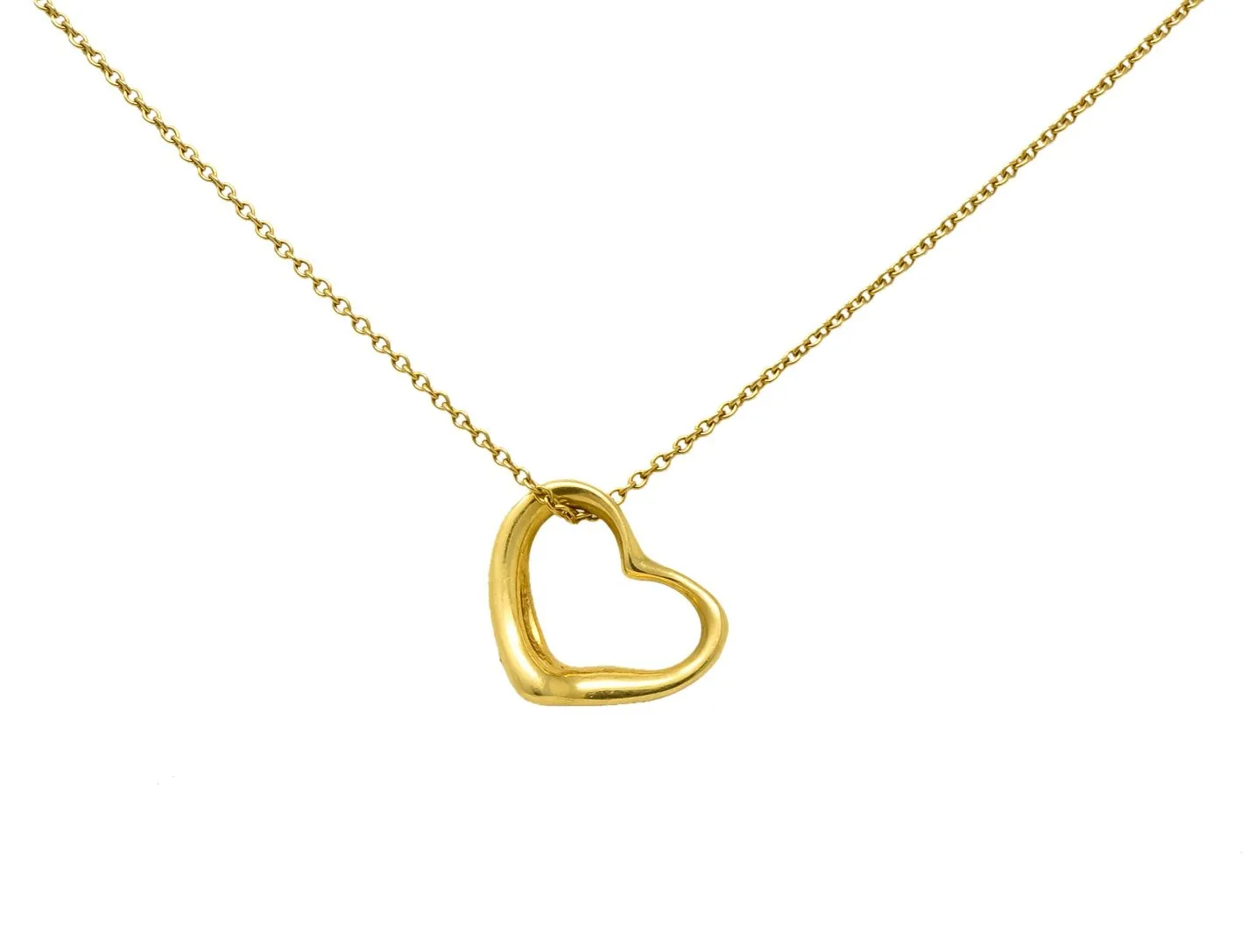 Tiffany & Co Elsa Peretti 18 Karat Gold Open Heart Necklace