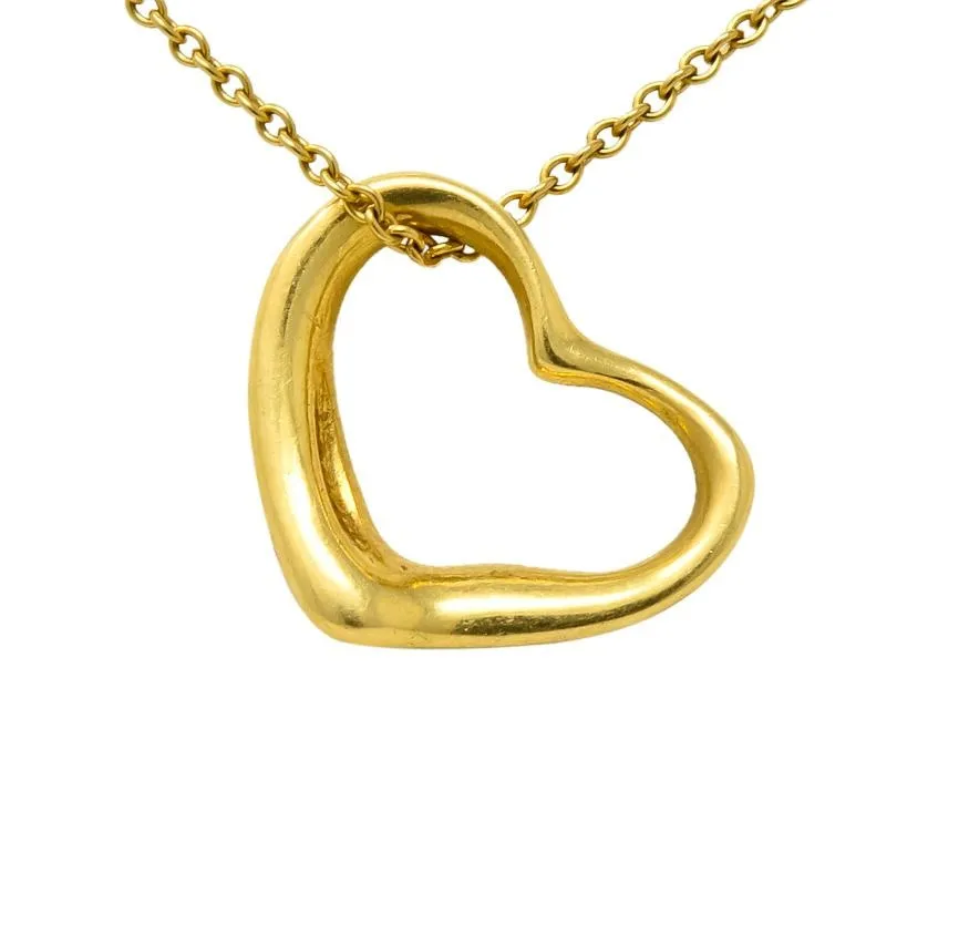 Tiffany & Co Elsa Peretti 18 Karat Gold Open Heart Necklace