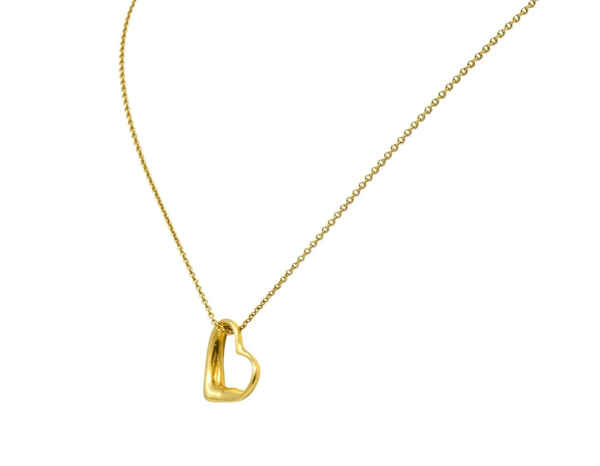 Tiffany & Co Elsa Peretti 18 Karat Gold Open Heart Necklace